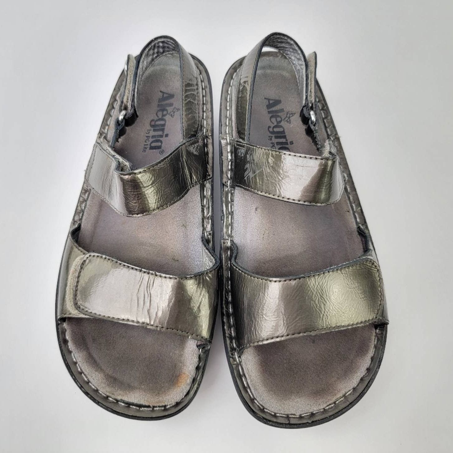Designer Alegria Verona Chrome Leather Slip On Platform Sandals - 7 Size US 7 / IT 37 - 2 Thumbnail
