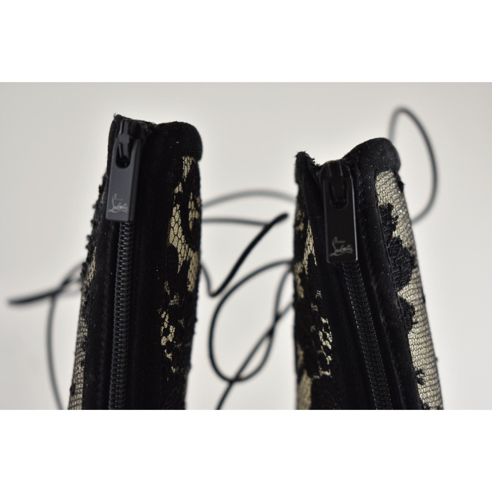 Christian Louboutin Christian Louboutin KM Lace Booty 100 Black Mesh Lace Up 39 Size US 9 / IT 39 - 17 Thumbnail
