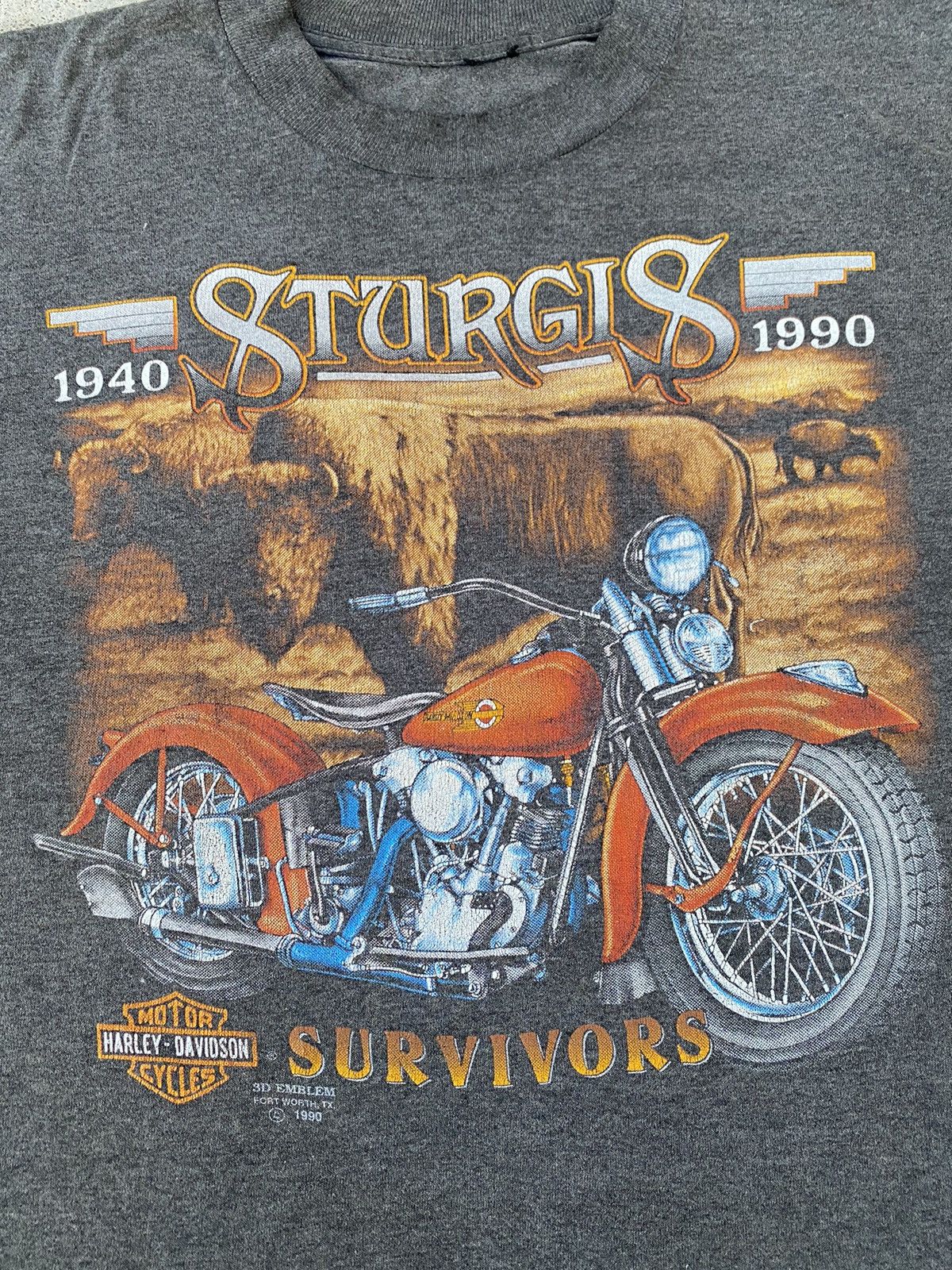 Harley Davidson Vintage 90s Harley Davidson 3D Emblem Sturgis Bison T-Shirt Size US M / EU 48-50 / 2 - 4 Thumbnail