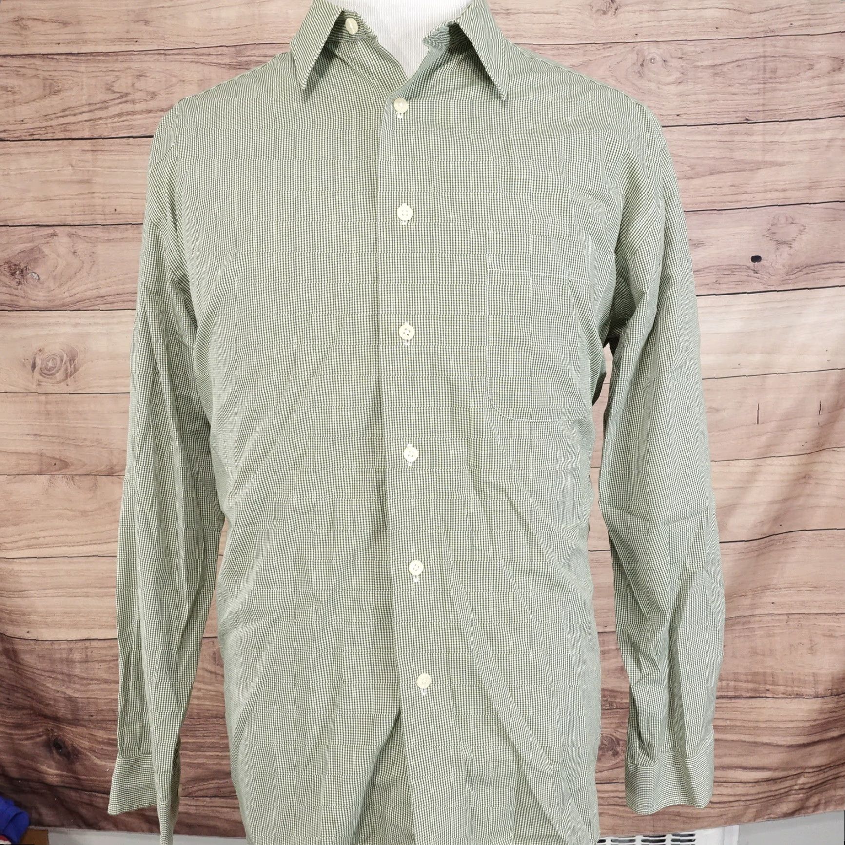 Eddie Bauer Vintage Eddie Bauer Cotton Button-Down Shirt Check Pattern Green Men’s Large Casual Business Slate Green Size US L / EU 52-54 / 3 - 3 Thumbnail