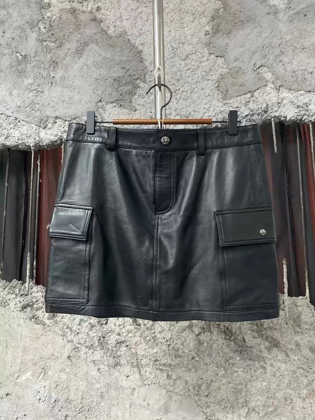 Chrome Hearts black leather utility mini skirt. Size 28" / US 6 / IT 42 - 1 Thumbnail