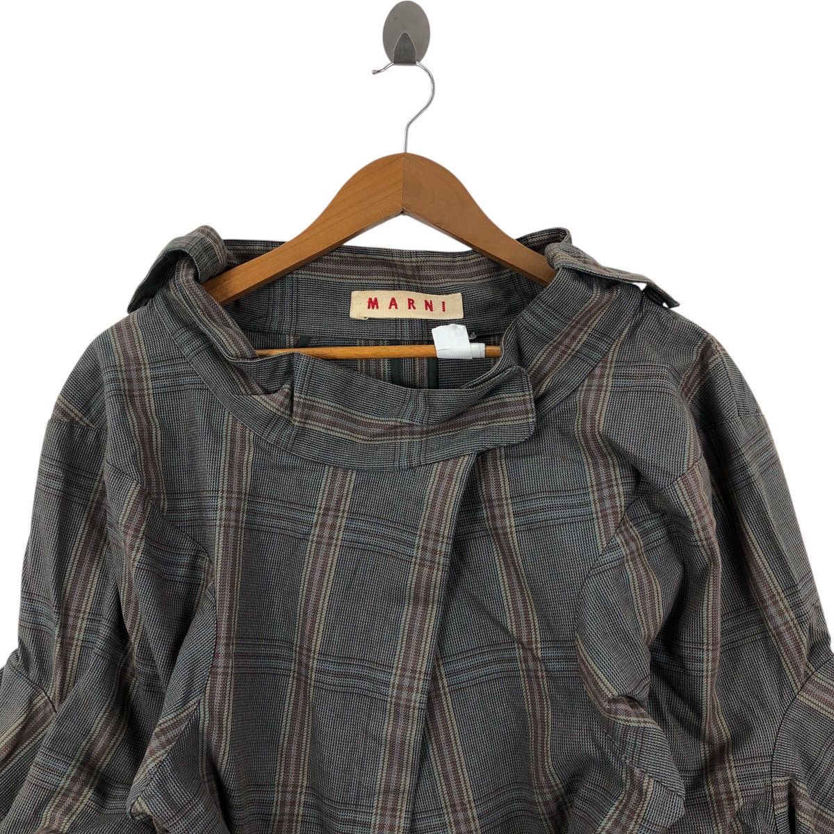 Marni Archival Marni Plaid Puffed Sleeve Belted Trench Coat IT 40 Size S / US 4 / IT 40 - 3 Thumbnail