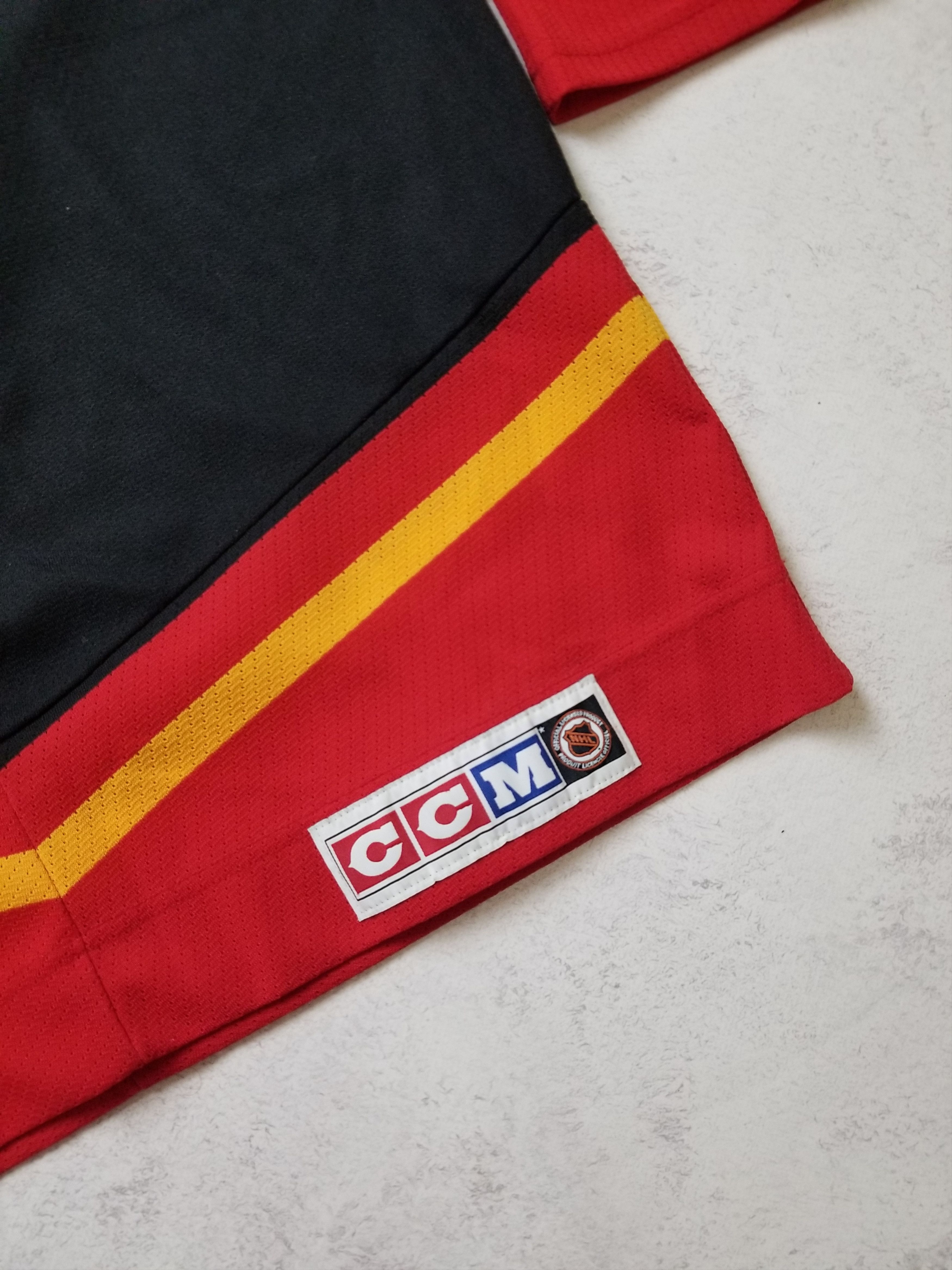Ccm Vintage CCM Calgary Flames Blasty Horse Head Jersey Size US L / EU 52-54 / 3 - 5 Thumbnail