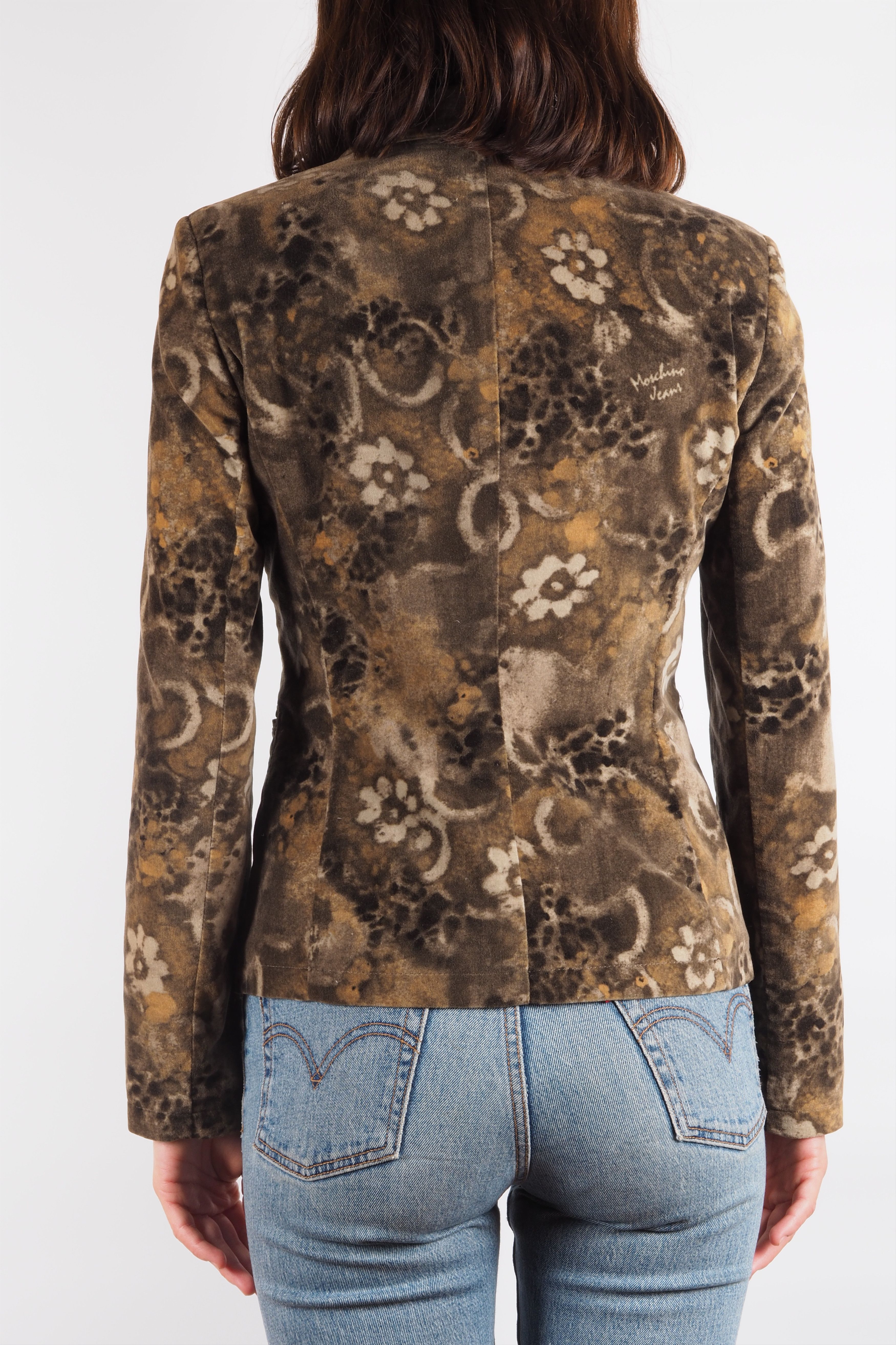 Moschino × Vintage Moschino Jeans Vintage Brown Floral Velour Blazer Jacket Size S / US 4 / IT 40 - 3 Thumbnail