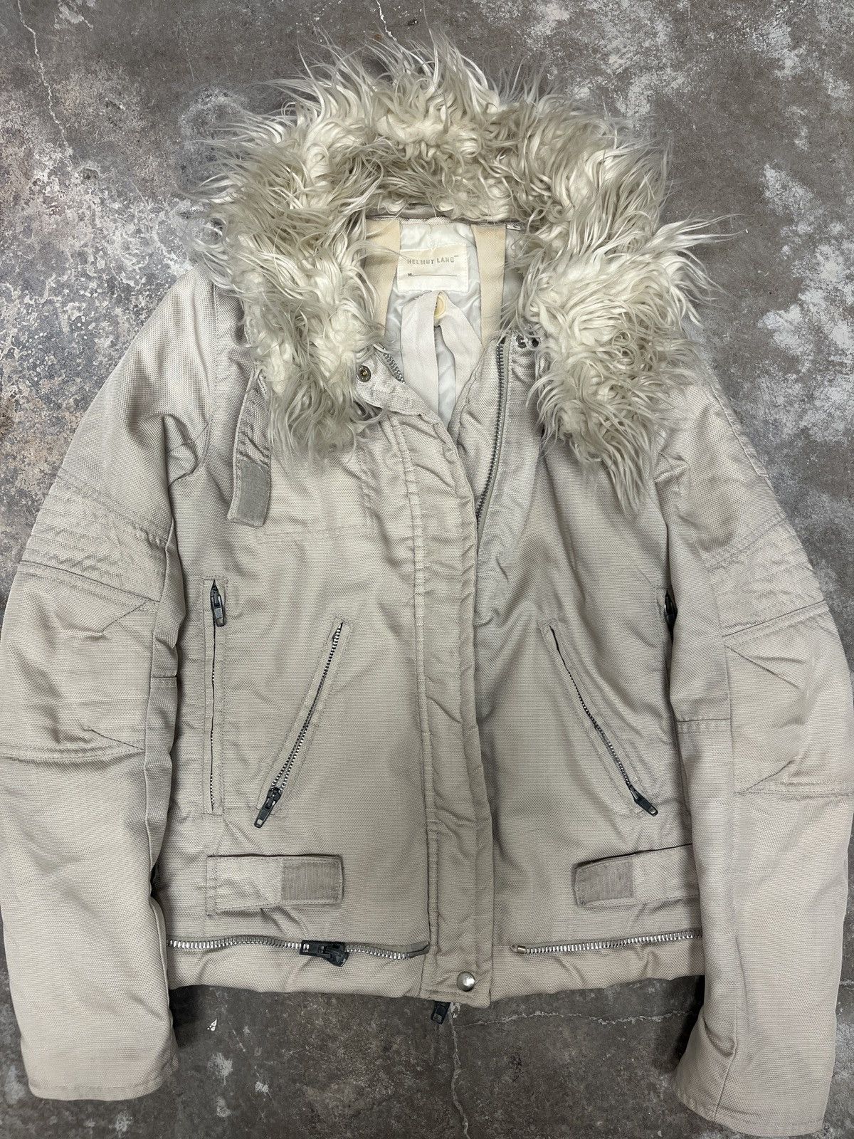 image of Helmut Lang Aw1999 Astro Biker Jacket Ballistic Nylon in Beige, Men's (Size Small)