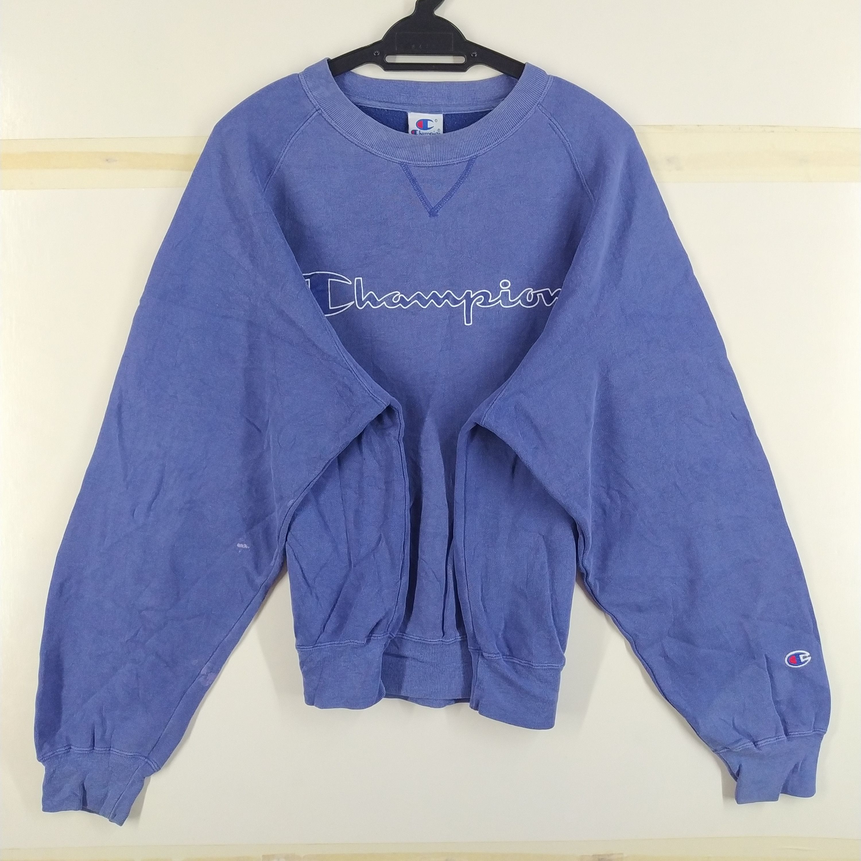 Champion × Vintage Vintage Champion Big Logo Crewneck Jumper Sun Faded Size US L / EU 52-54 / 3 - 5 Thumbnail