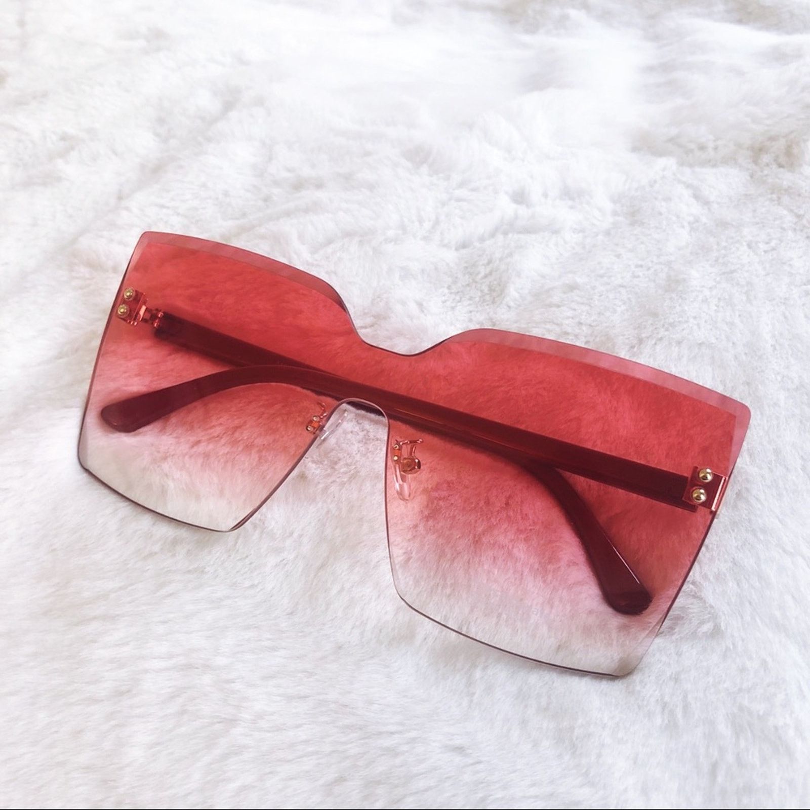 Other Dana Dark Pink Rimless Oversize Cat Eye Sunglasses Size ONE SIZE - 4 Thumbnail