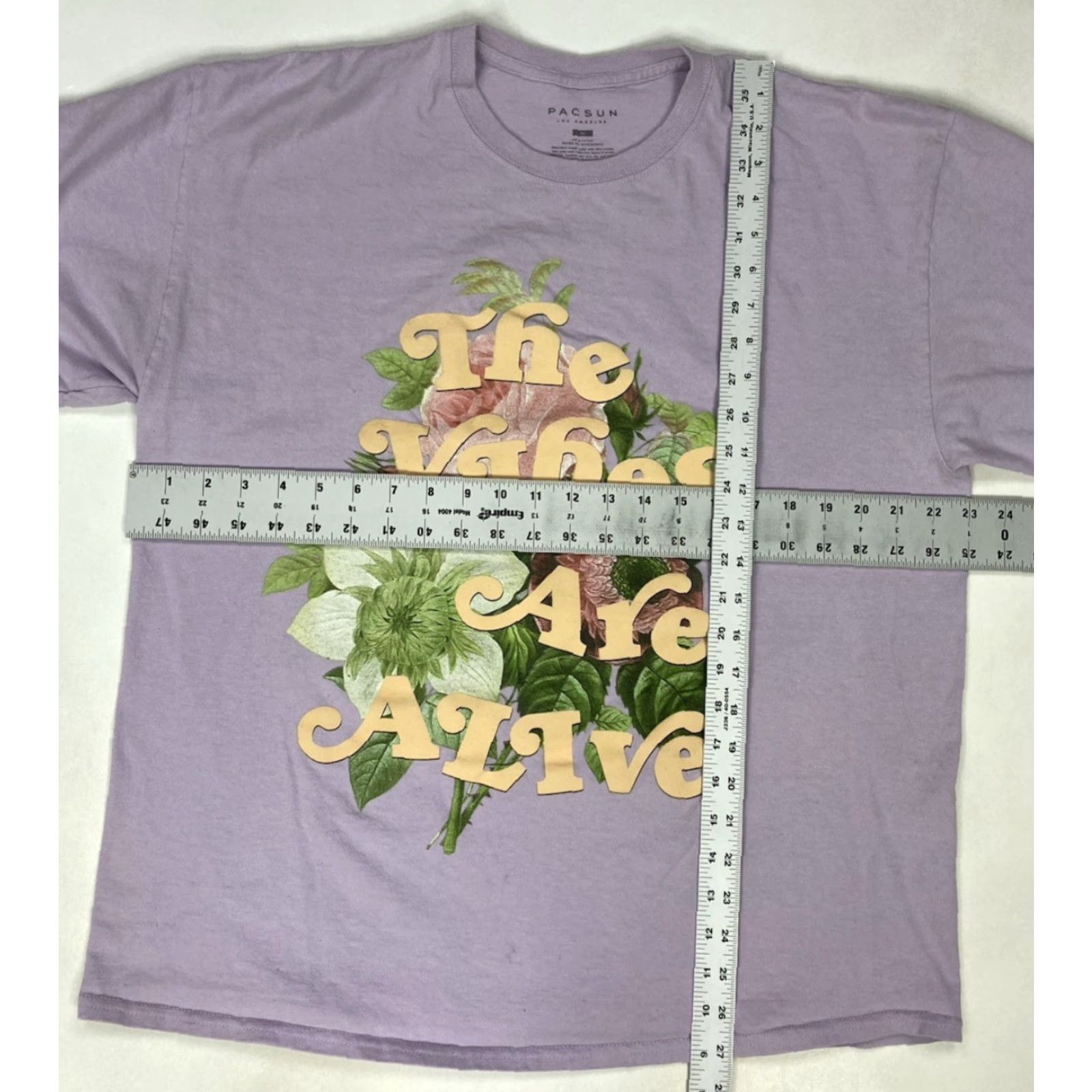 Pacsun Pacsun T-Shirt Graphic Print Flower Vibes Alive Purple Short Sleeve Men XL Colorful All Seasons Size US XL / EU 56 / 4 - 7 Thumbnail