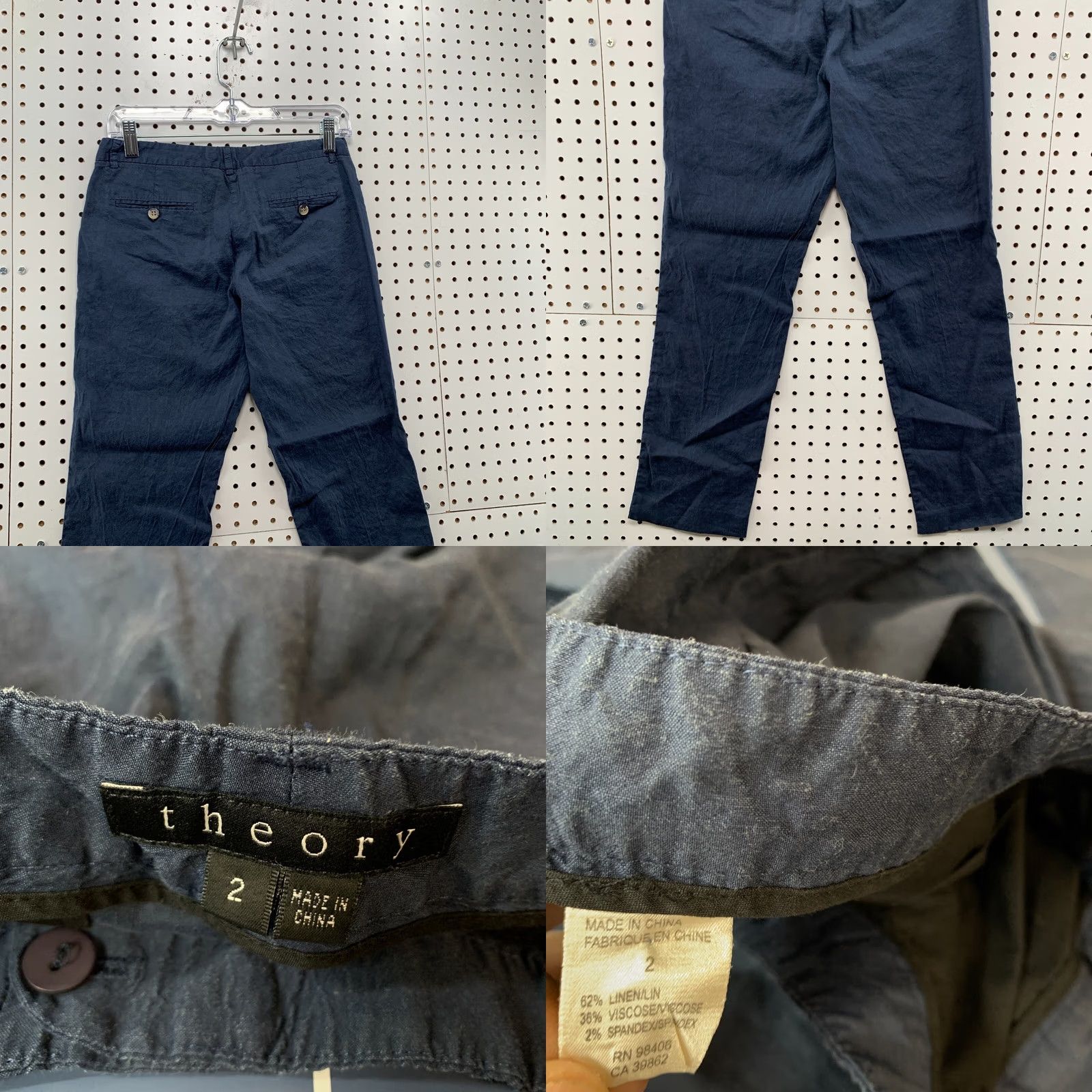 Theory Theory Chino Pants Womens Size 2 Blue Casual Linen Blend Fits 27x25.5 Size 26" / US 2 / IT 38 - 9 Thumbnail
