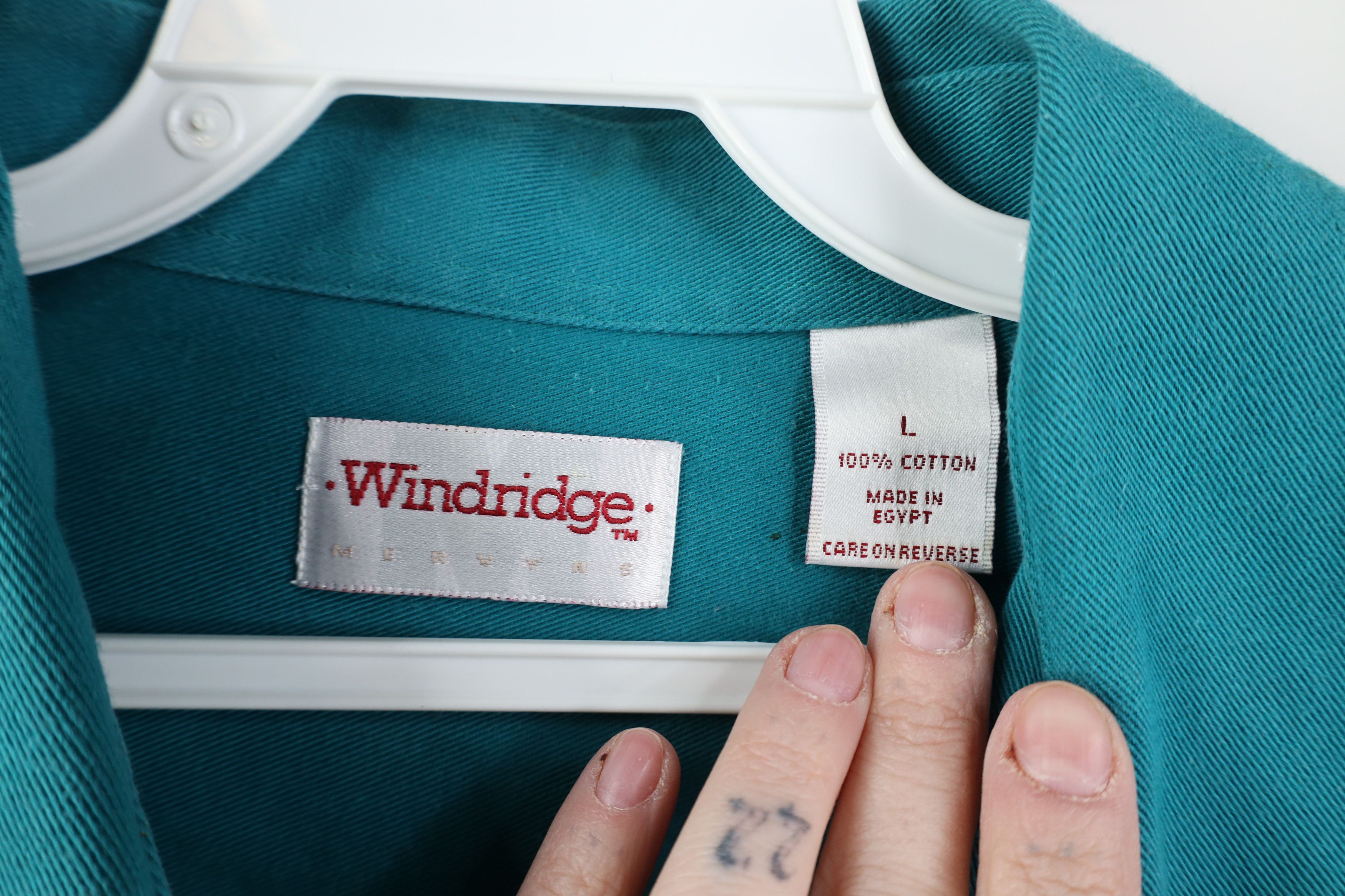 Vintage Vintage 90s Streetwear Twill Collared Button Shirt Teal Size US L / EU 52-54 / 3 - 5 Thumbnail