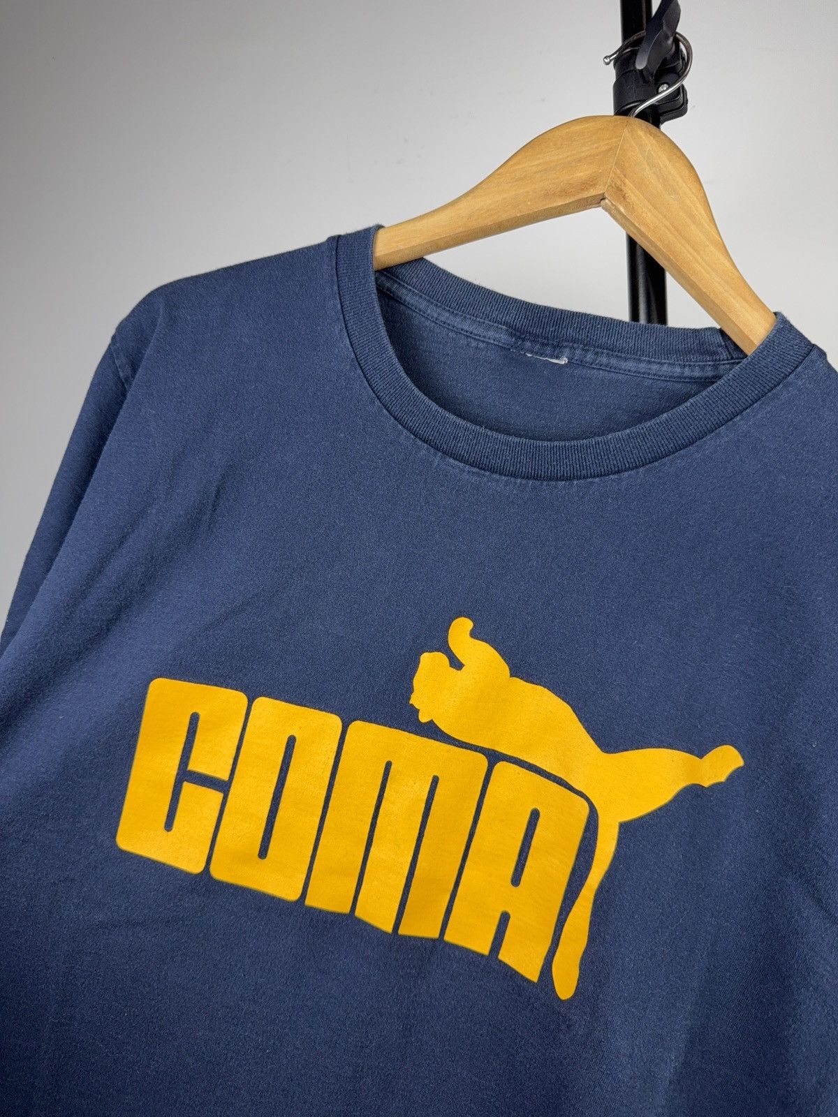 Puma Vintage 00s Funny Humour COMA Puma Graphic T-Shirt Navy Blue Size US M / EU 48-50 / 2 - 5 Thumbnail