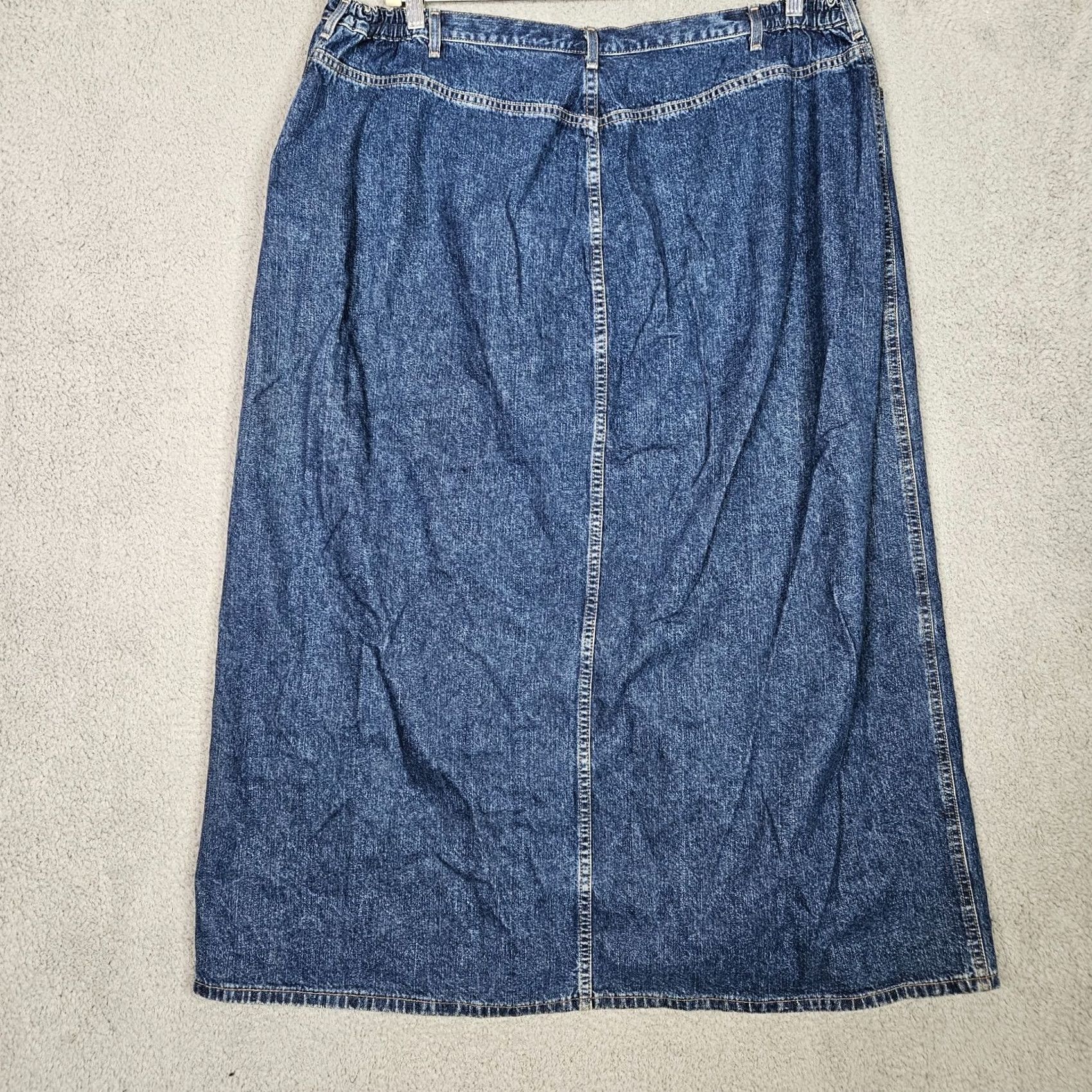 Eddie Bauer Eddie Bauer Women's Skirt Midi Denim Cotton 24W Plus Size Blue A-Line Flat Front Button Up 100% Cotton 24W Midi Denim Skirt - 24W Size 42" / US 20 - 2 Thumbnail