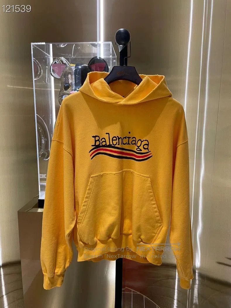 Balenciaga Yellow Graffiti Logo Hoodie.