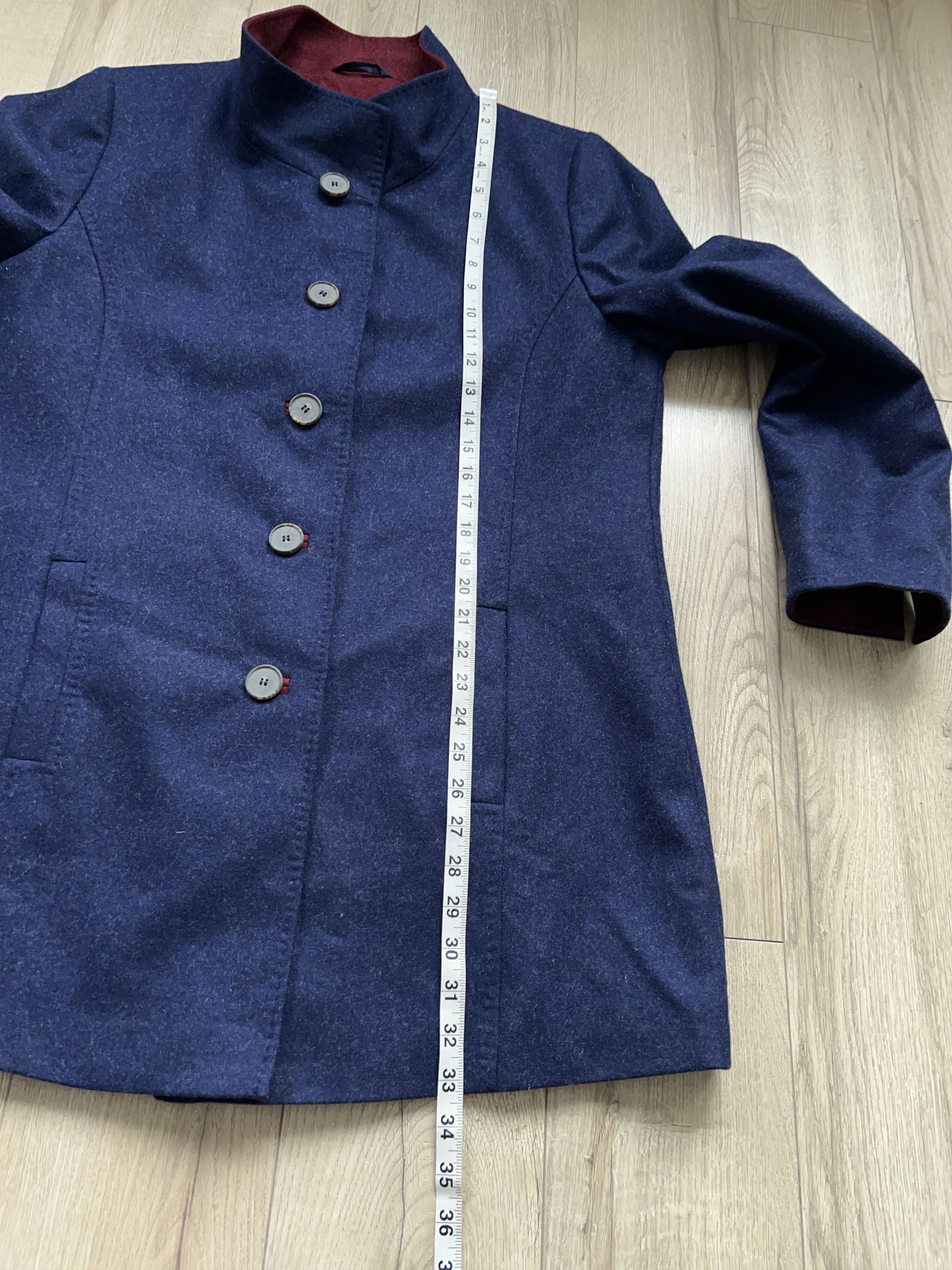 Vintage The House of Bruar Wool Coat Jacket Navy Blue Size US 16 Size XL / US 12-14 / IT 48-50 - 7 Thumbnail
