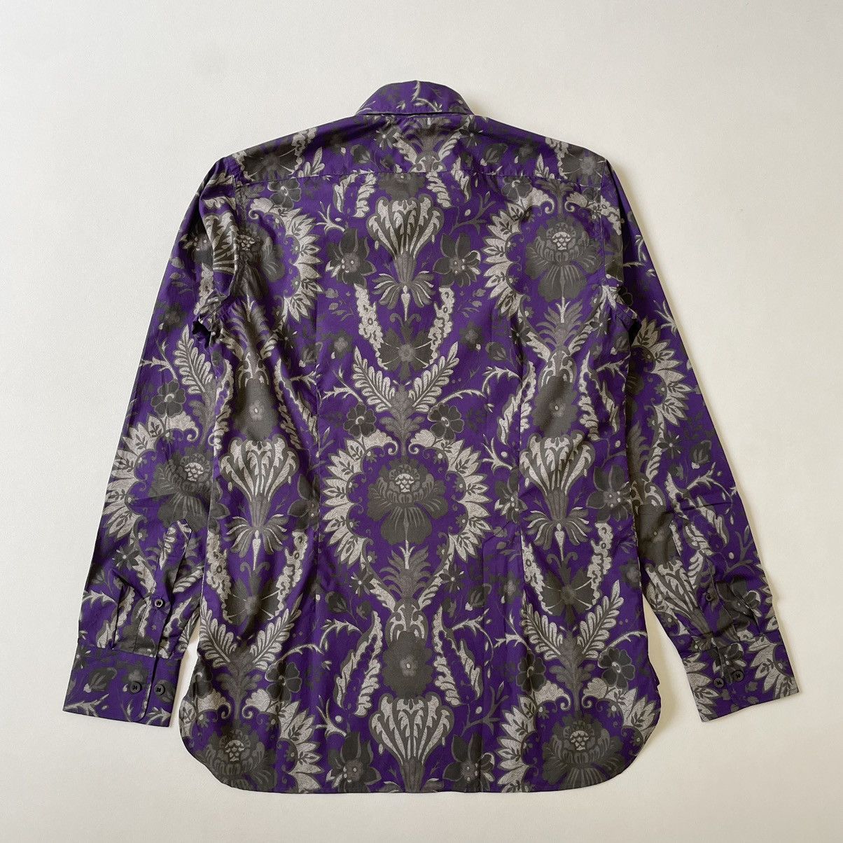 Dries Van Noten Purple / Gray Floral Print Cotton Shirt Size US M / EU 48-50 / 2 - 12 Thumbnail