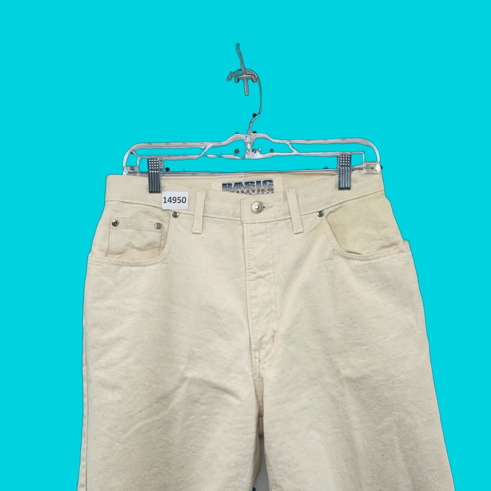 Denime VINTAGE Basic Utilities Denim Shorts Mens 32 Beige Inseam 11 30 in Waist Flat Front Pockets Regular Fit Summer Mens Beige Denim Shorts Size US 32 / EU 48 - 1 Thumbnail