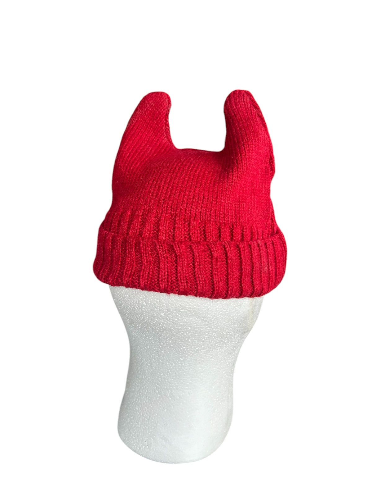 Japanese Brand × Kapital × Vintage ☠️ DEVIL HORN JAPANESE STYLE KNITT RARE BEANIE HATS🎌☠️☠️ Size ONE SIZE - 2 Thumbnail