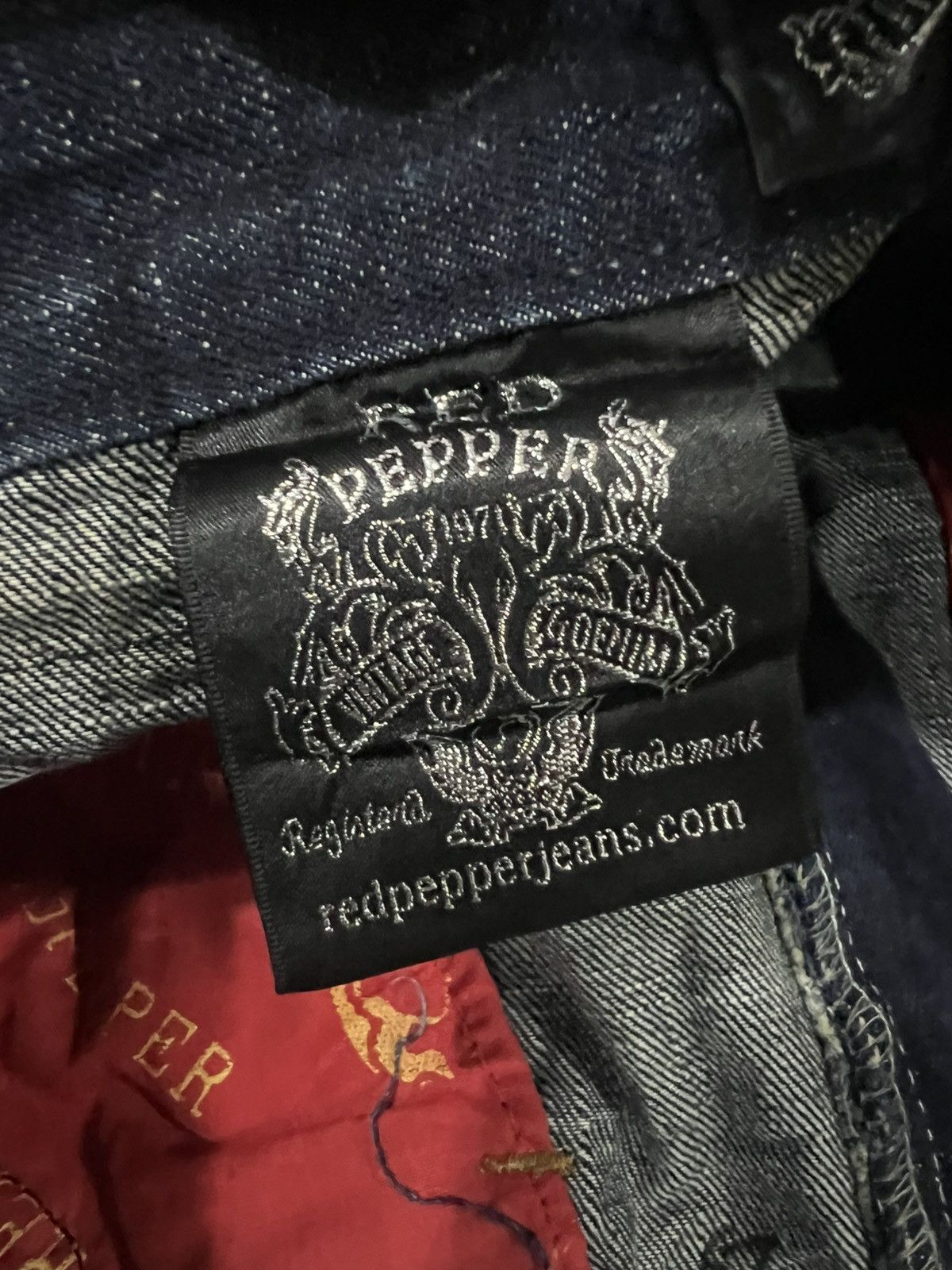 If Six Was Nine Y2K Red Pepper Embroidery Wing Studded Fade Wash Jeans Denim Size US 30 / EU 46 - 13 Thumbnail