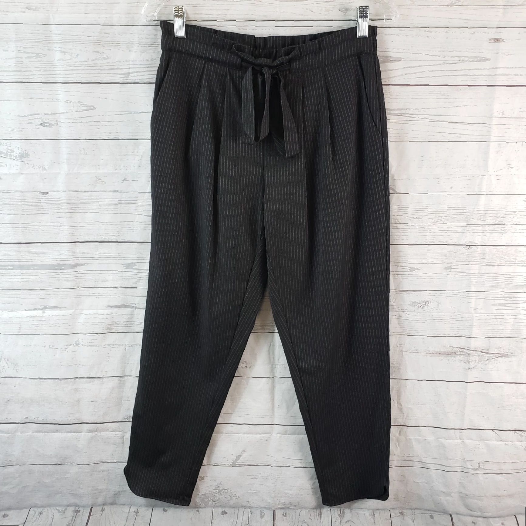 Ramy Brook Ramy Brook Womens Cropped Pants Sz S Black Stripe Tie Waist Pants Cropped Womens Black Stripe Tie Waist 90s? Size 28" / US 6 / IT 42 - 2 Thumbnail