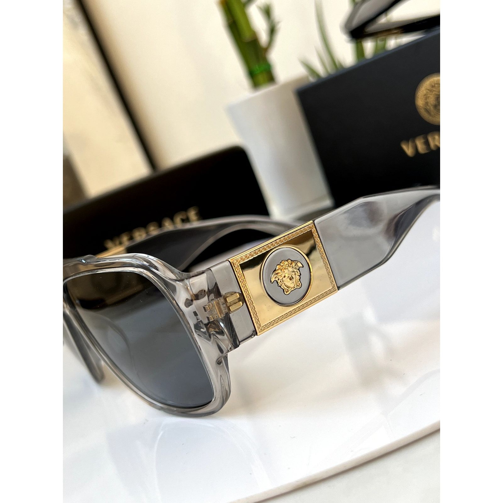 Versace NEW Versace VE4436U Transparent Grey Aviator Sunglasses Size ONE SIZE - 9 Thumbnail