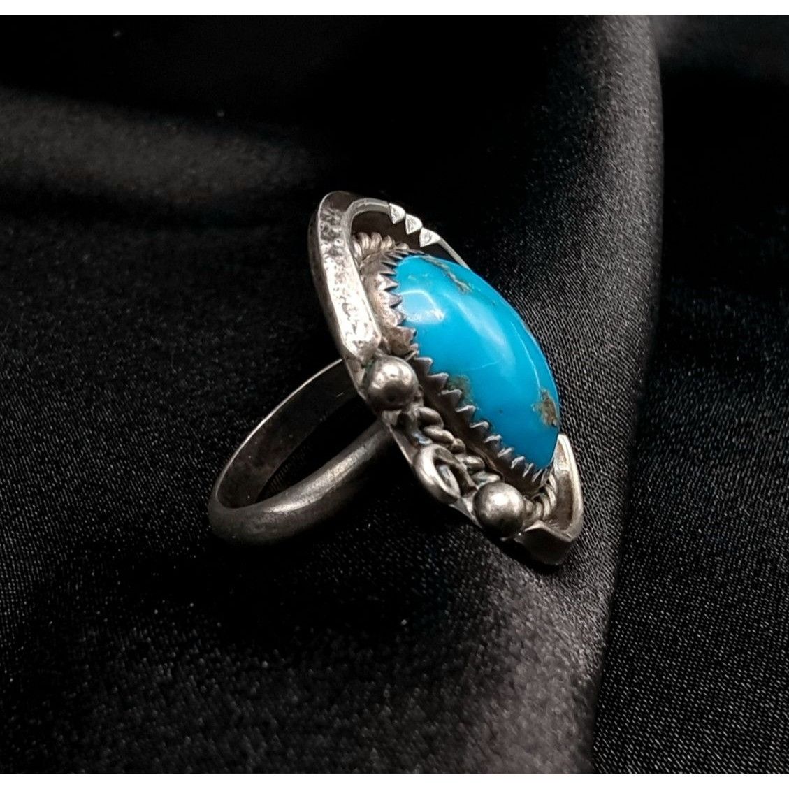 Vintage Vintage 1960's-1980's 925 Sterling Silver Genuine Turquoise Size ONE SIZE - 4 Thumbnail