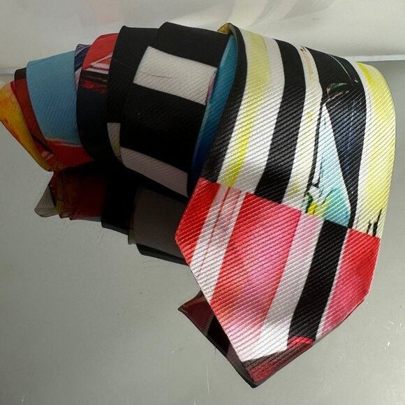 Handmade Modernist Striped Tie Retro Abstract Menswear Tie Necktie Mi Size ONE SIZE - 6 Thumbnail
