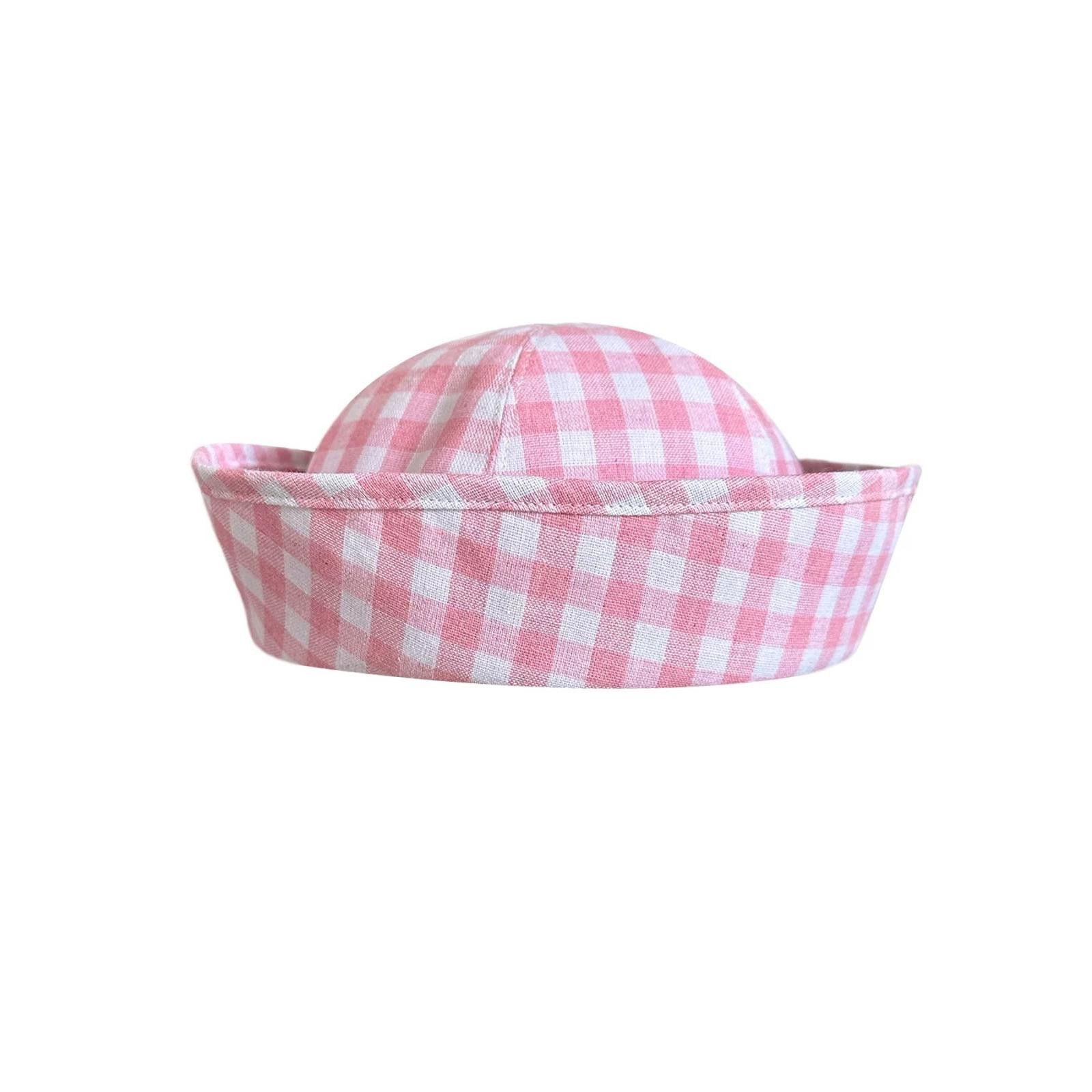 Japanese Brand Retro Pink Plaid Beret Sailor Hat Y2K French Girl Aesthetic Size ONE SIZE - 7 Thumbnail