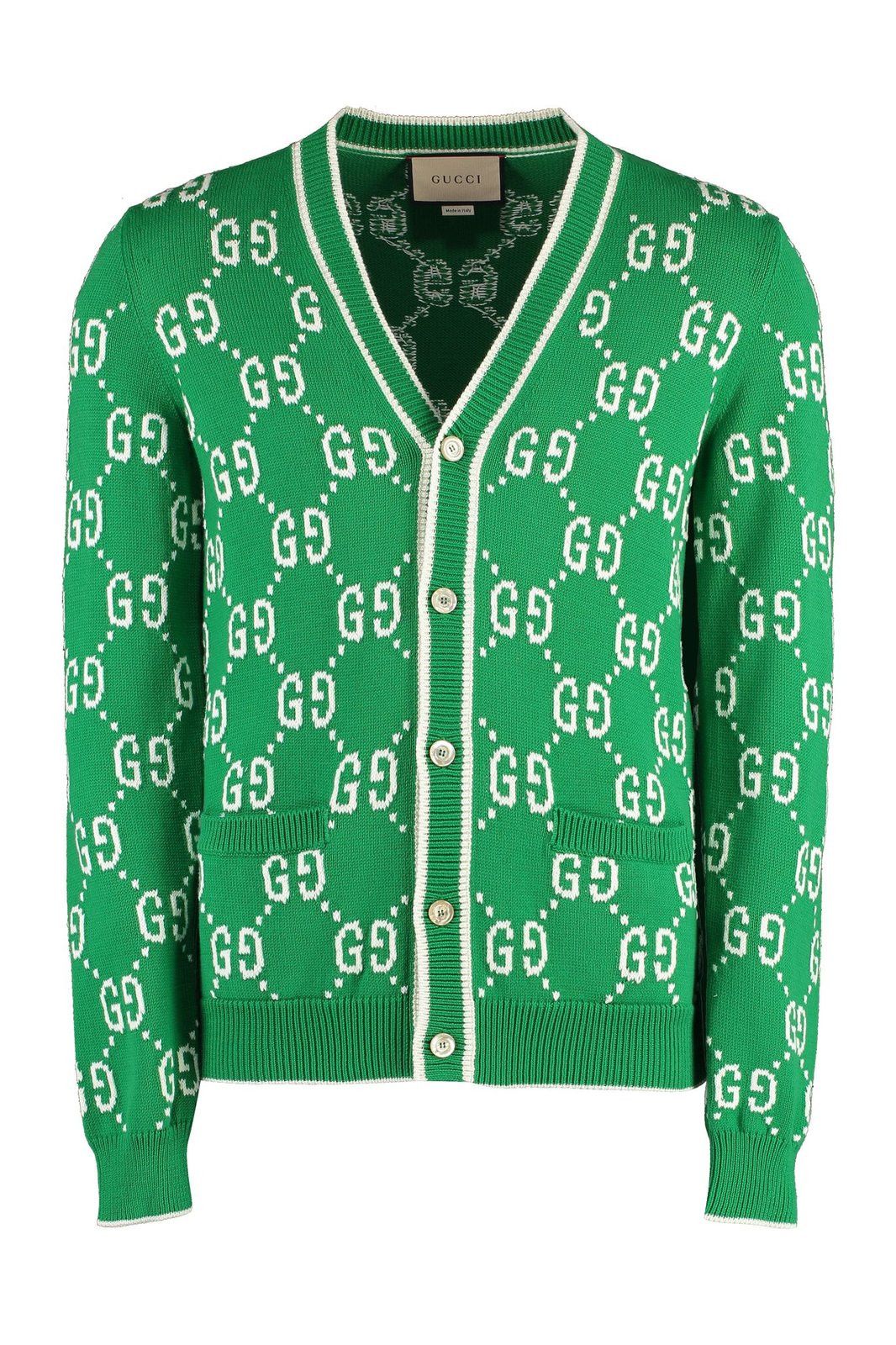 Gucci GG Cotton Intarsia Cardigan Size US M / EU 48-50 / 2 - 1 Thumbnail