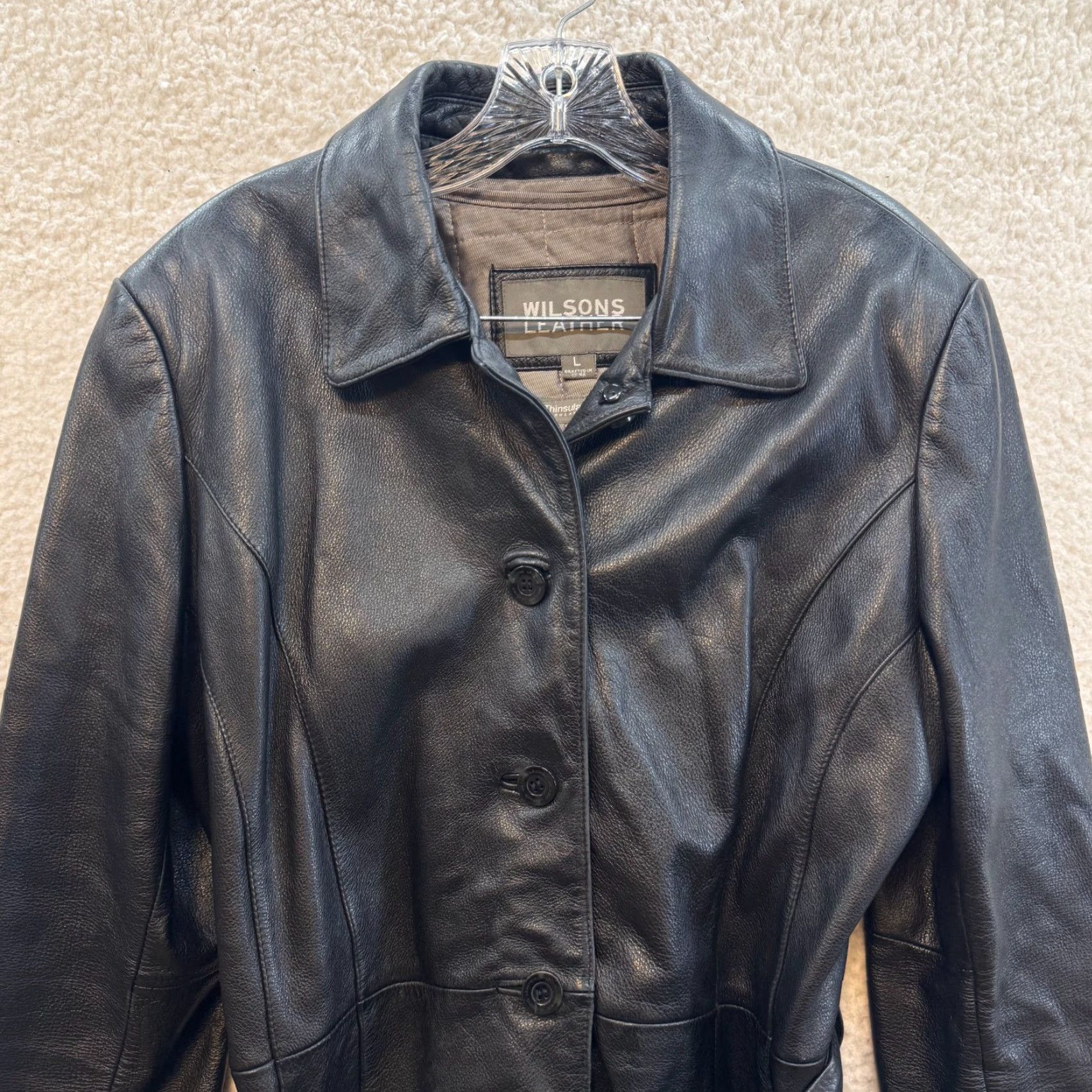 Vintage VINTAGE Wilson's Black Leather Jacket Large Womens Belted Lined 90s Y2K Leather Jacket Women's Large Belted Lined Black 90s Y2K Wilsons Leather Size L / US 10 / IT 46 - 4 Thumbnail