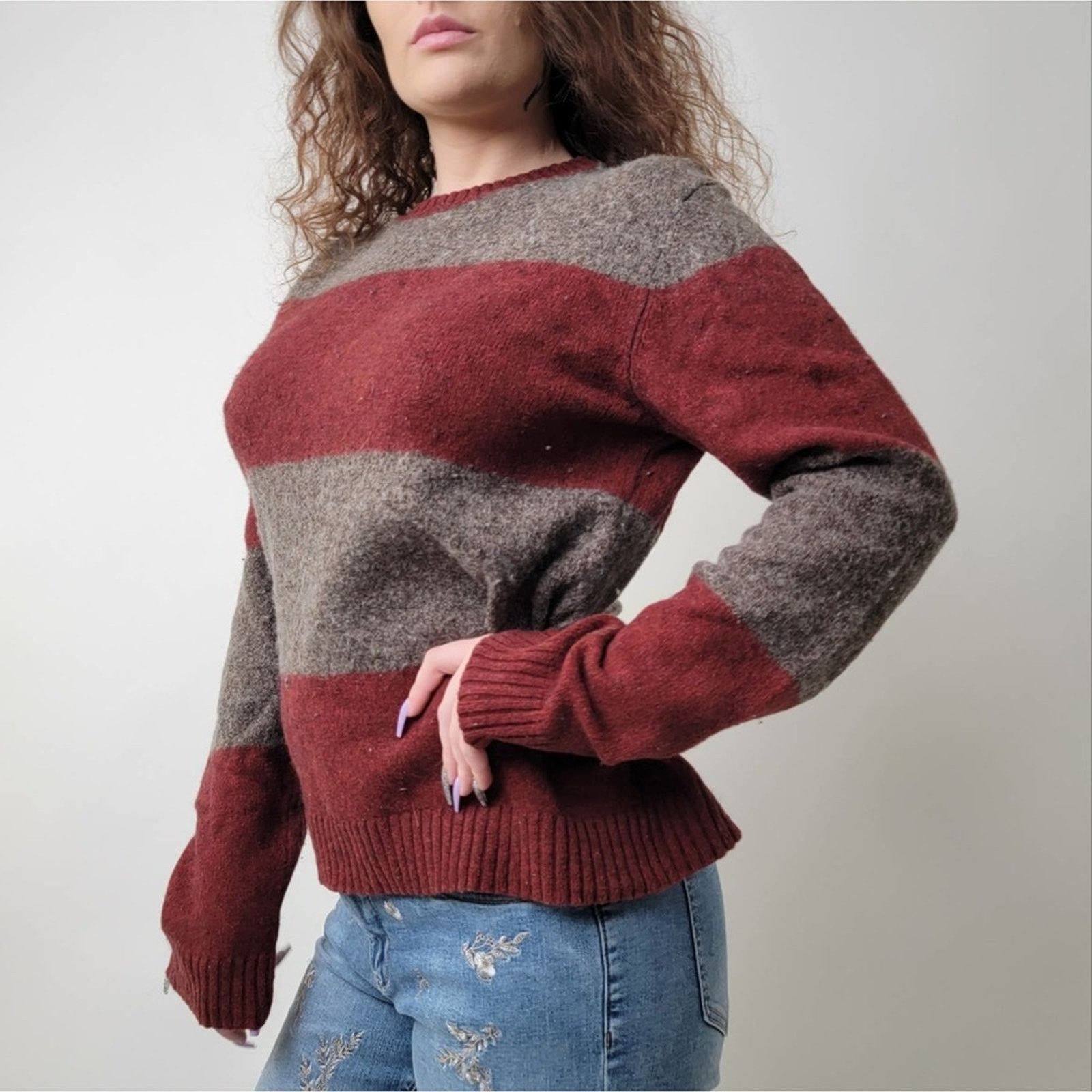 American Eagle Outfitters American Eagle Outfitters Vintage Slim Striped Knit Sweater Size M / US 6-8 / IT 42-44 - 8 Thumbnail