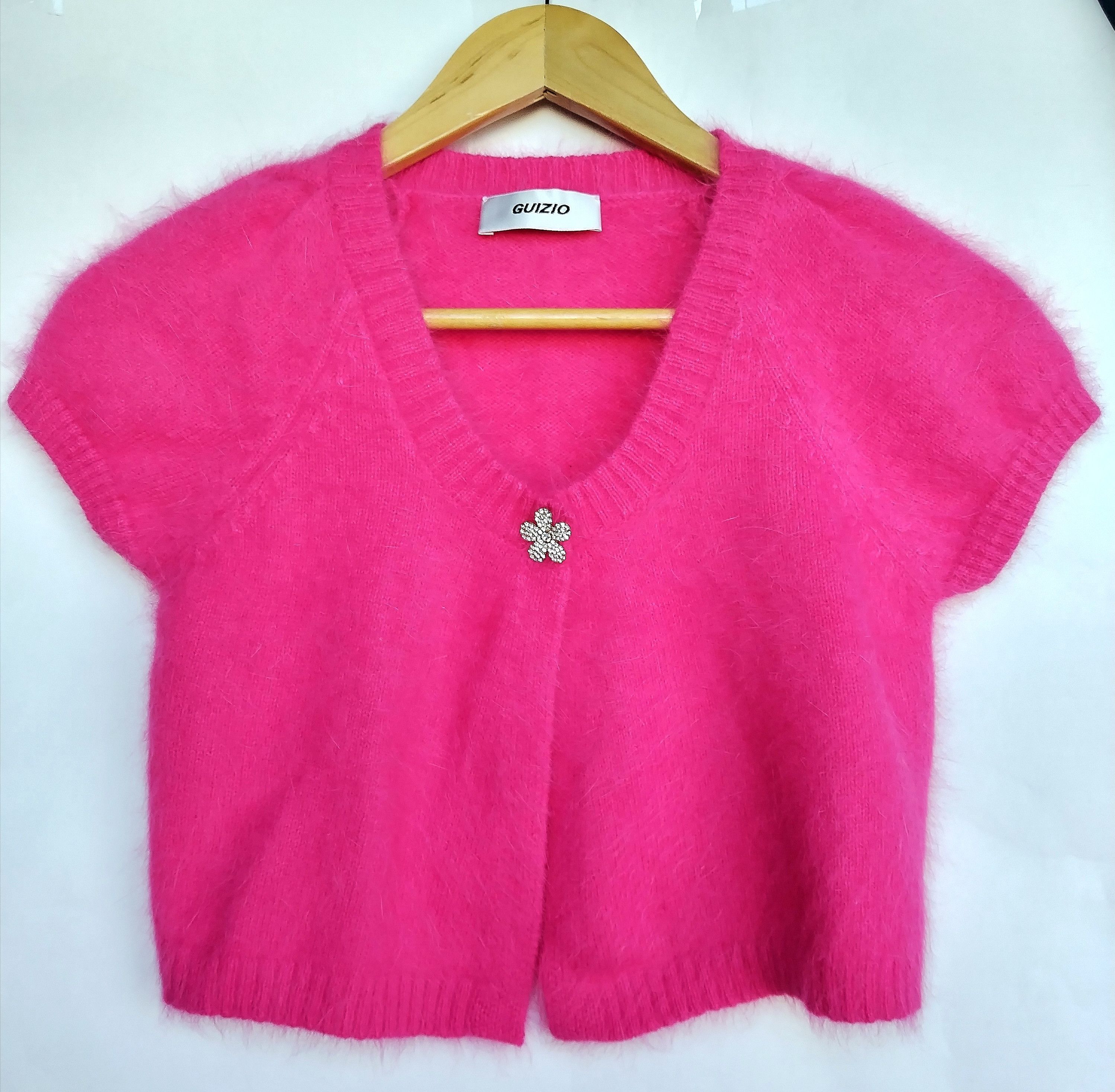 Guizio Fuzzy mohair pink open micro cardigan Size S / US 4 / IT 40 - 9 Thumbnail