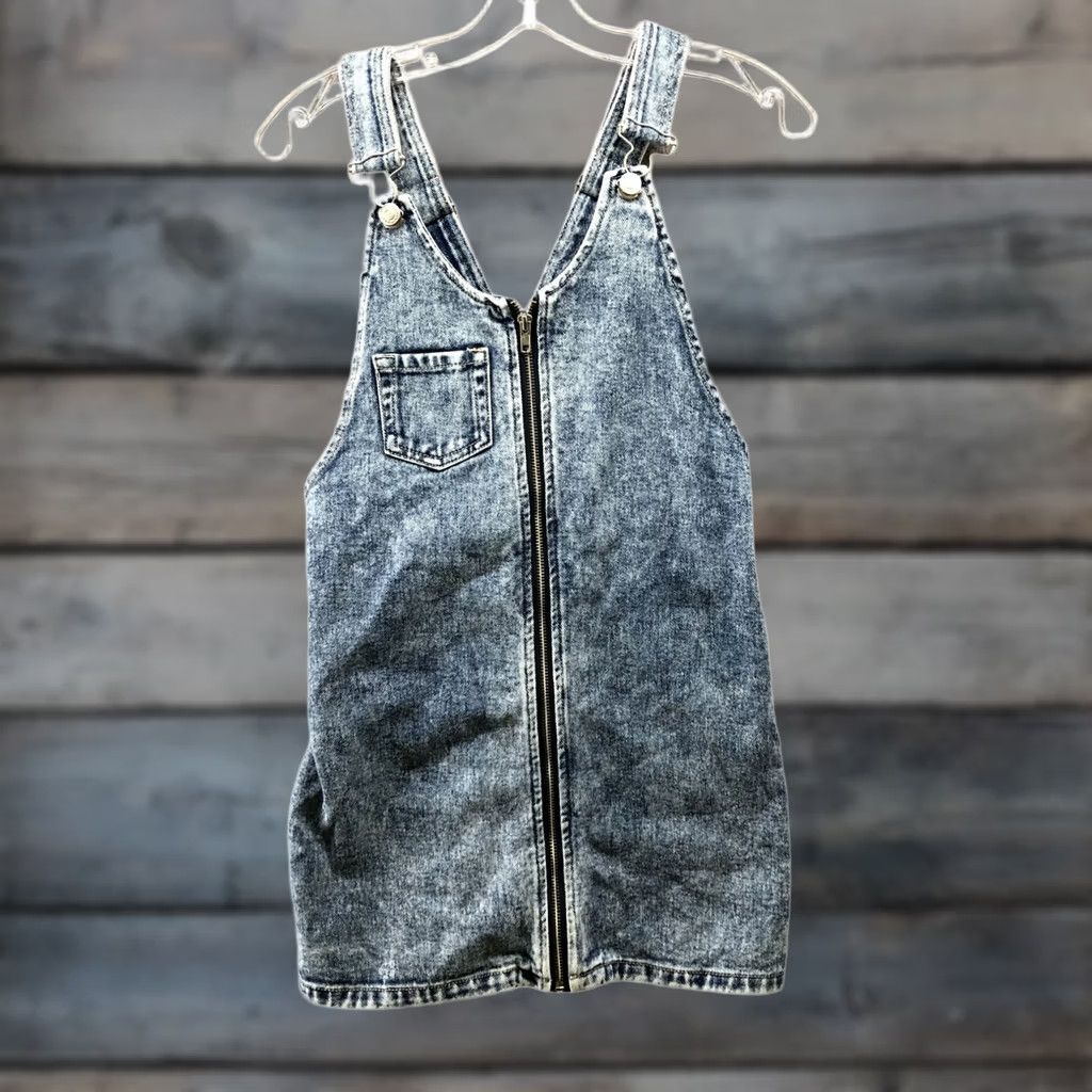 Pacsun Pacsun Overall Denim Mini Dress XS Stone Wash Zip Front Pinafore Women Short Sleeveless Cotton Denim Size 26" / US 2 / IT 38 - 1 Thumbnail