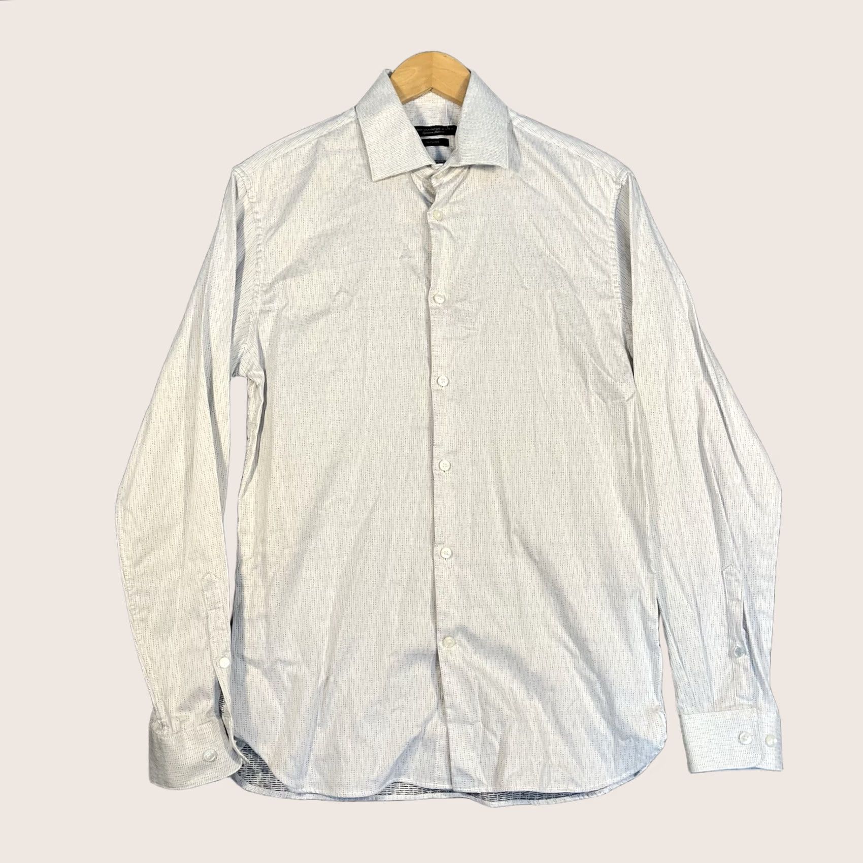 John Varvatos John Varvatos Signature Tailored Plaid Button-Up Shirt Slim Fit Mens M White Cotton/Elastane Shirt Button-Up Slimming Size US M / EU 48-50 / 2 - 1 Thumbnail