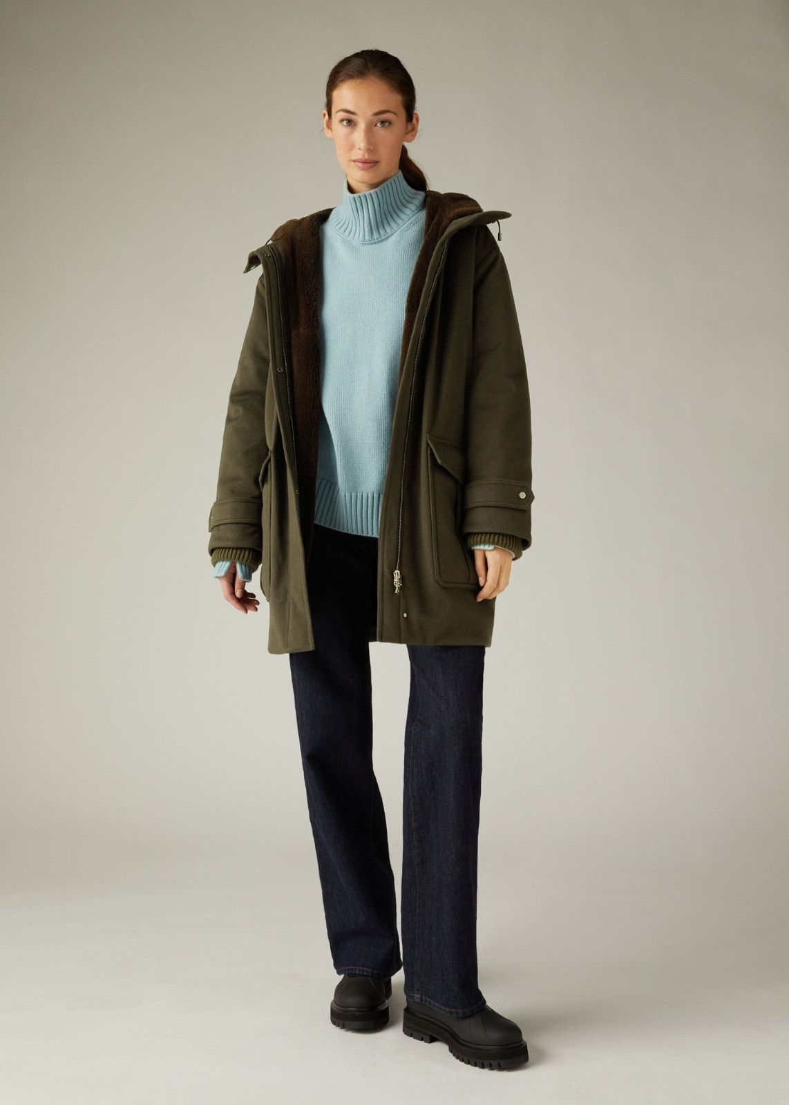 Loro Piana o1srvl11e0824 Borveior Fur Cashmere Jacket in Olive Green Size L / US 10 / IT 46 - 5 Thumbnail