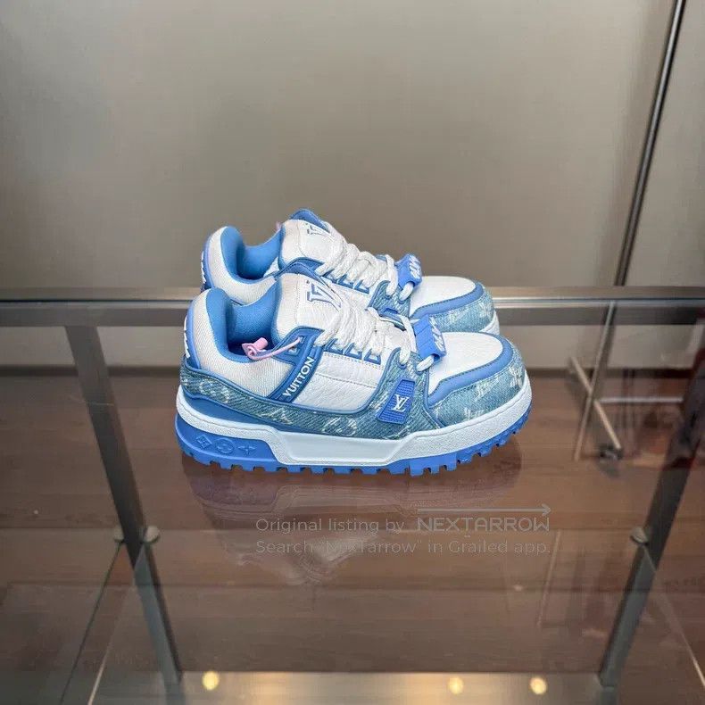 Louis Vuitton Louis Vuitton TRAINER MAXI White and Blue Denim Fat Ding s Size US 8 / IT 38 - 5 Thumbnail