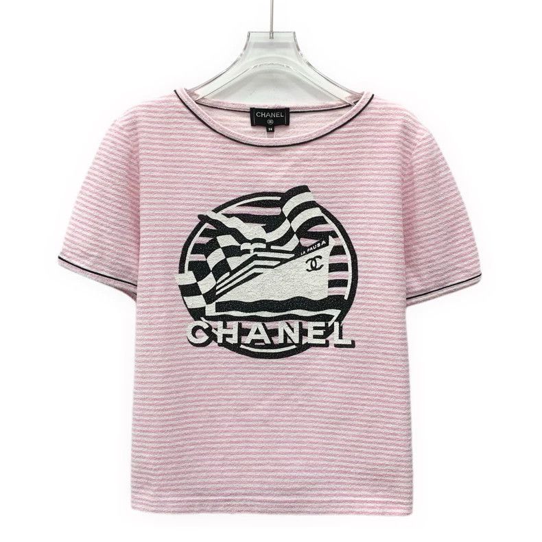 Chanel Chanel Cruise series pink striped cruise printed cotton ro Size S / US 4 / IT 40 - 1 Thumbnail