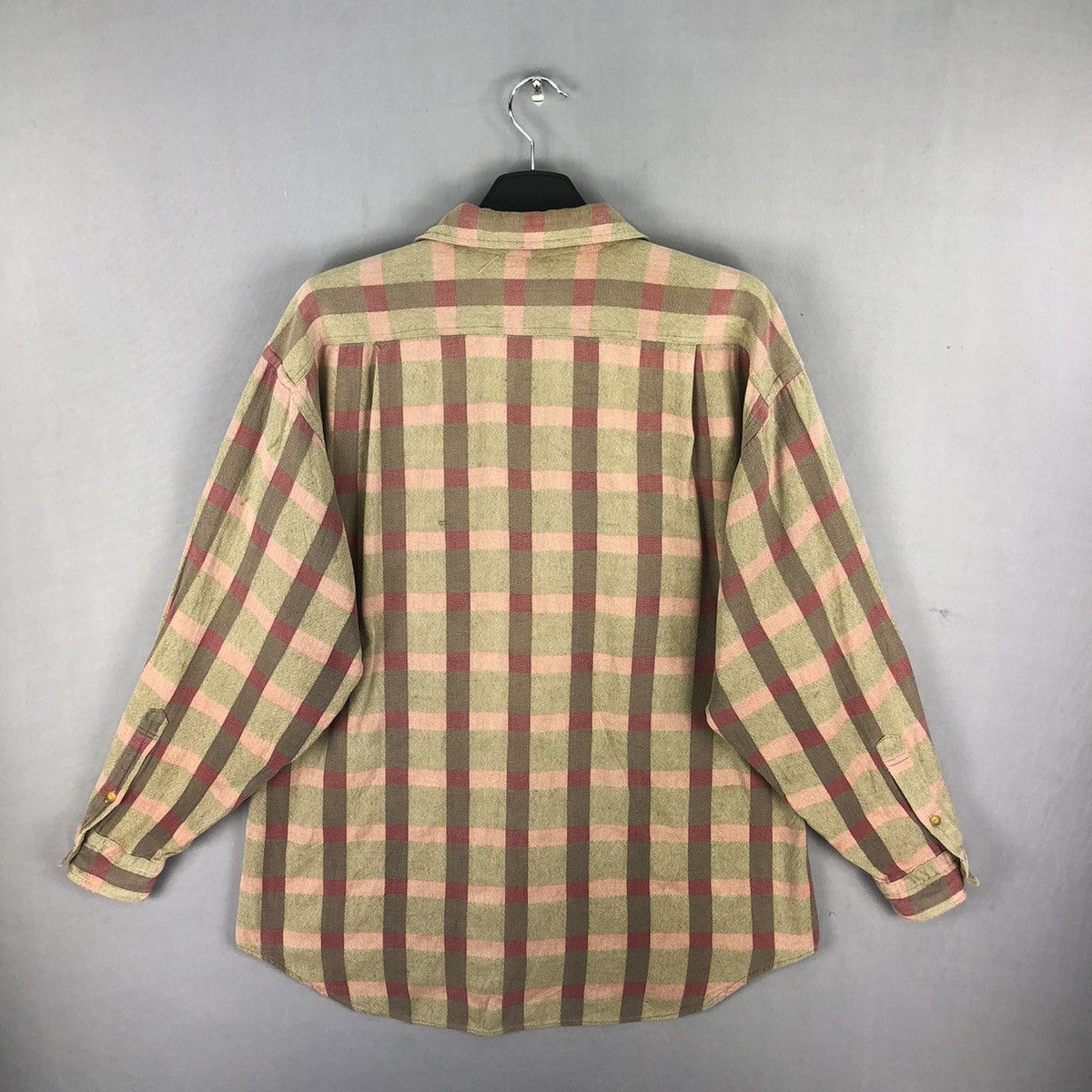 Flannel Vintage 80's Flannel Double Flap Pocket Checker by BORG Size US L / EU 52-54 / 3 - 4 Thumbnail