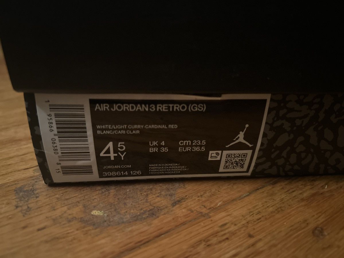 Jordan Brand Cardinal Retro 3 (GS) Size US 4.5 / IT 34.5 - 2 Thumbnail