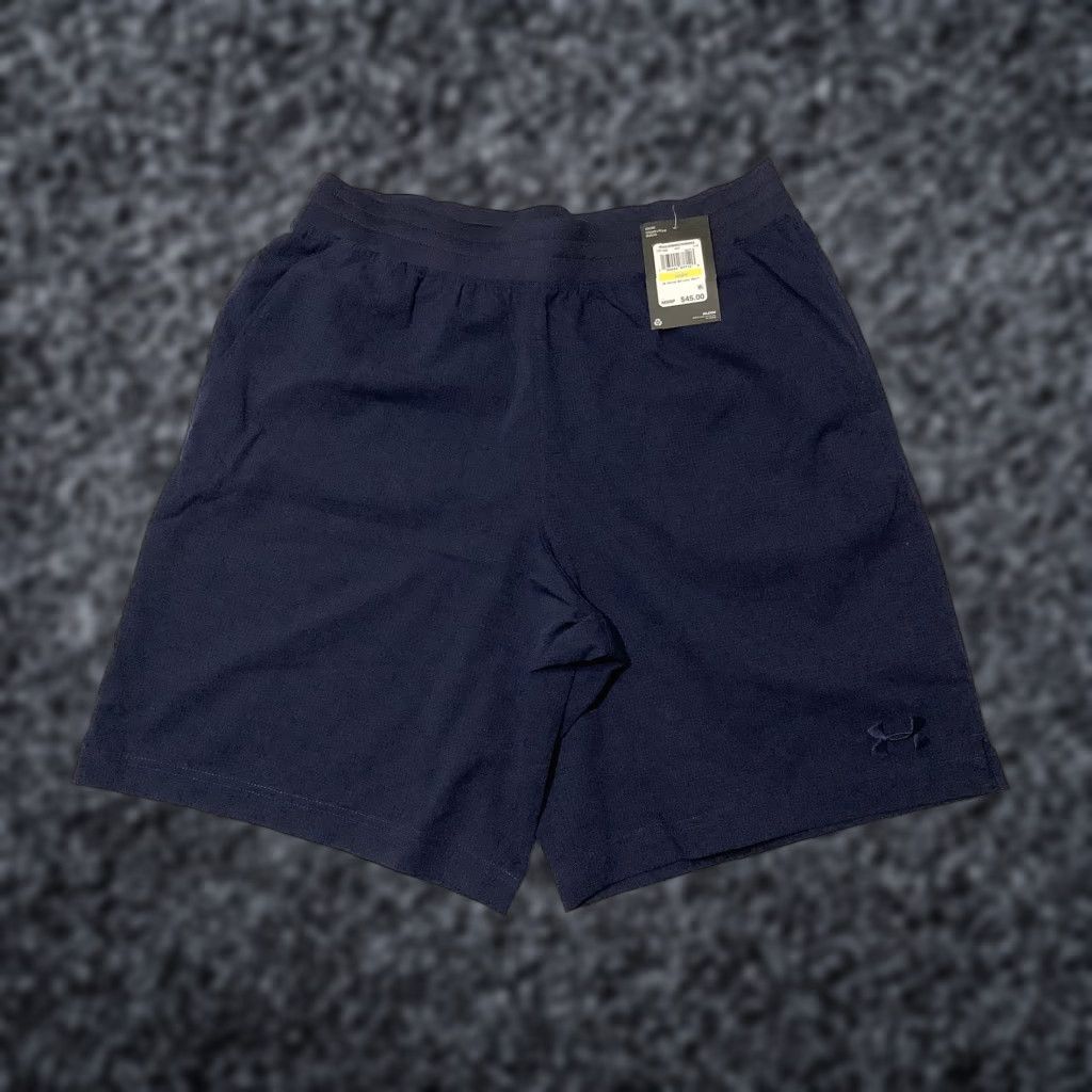 Under Armour Under Armour Men's Medium UA Vented Motivate Short Activewear Shorts Navy Blue 8" Loose Pockets Breathable Elastic Waist Gym Running Training CrossFit Size US 31 - 1 Thumbnail