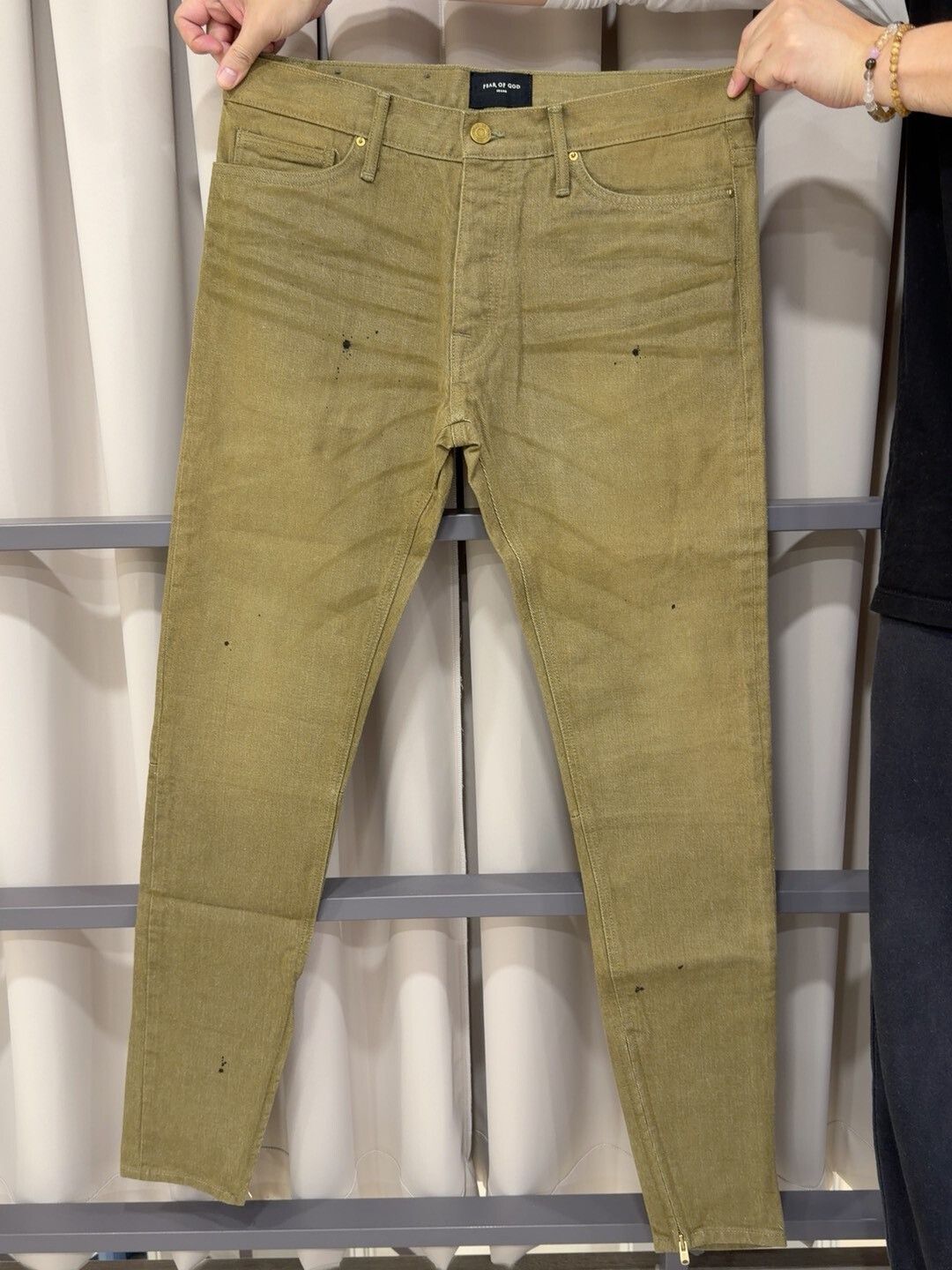 Fear of God Fear of God Olive Green Denim Pants Size US 33 - 1 Thumbnail