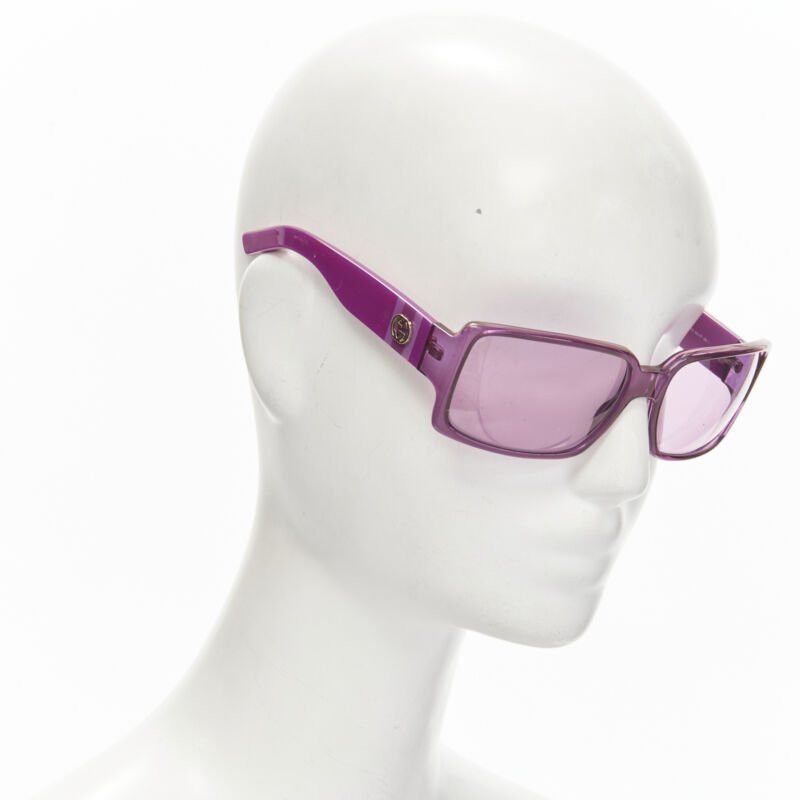 Gucci GUCCI Vintage Y2K GG2563/S PR3 pink square shield GG logo webbing sunglasses Size ONE SIZE - 1 Thumbnail