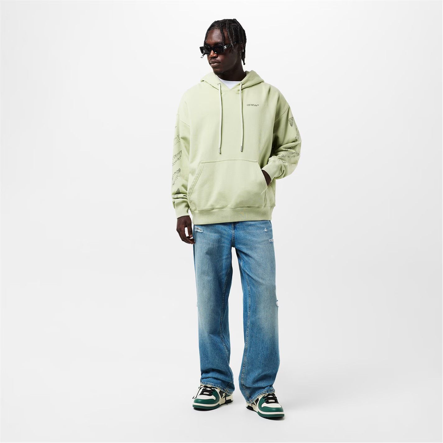 Off-White o1g2r1mq0226 Scrib Diag Pullover Hoodie In Light Green Size US S / EU 44-46 / 1 - 3 Thumbnail