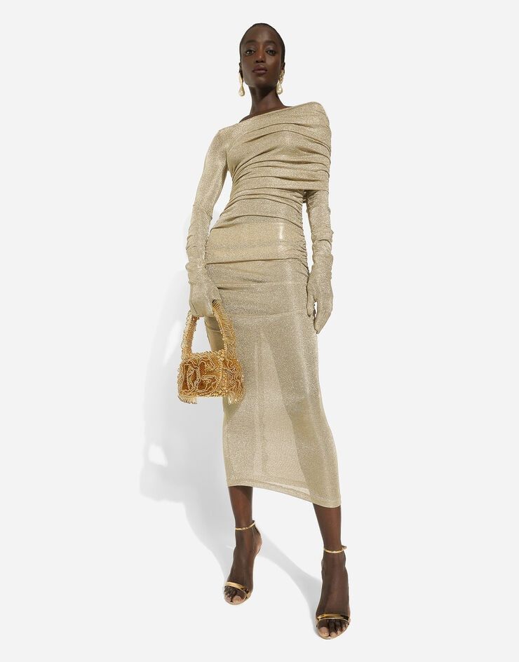 Dolce & Gabbana o1y0825 Midi Dress in Gold Size M / US 6-8 / IT 42-44 - 6 Thumbnail