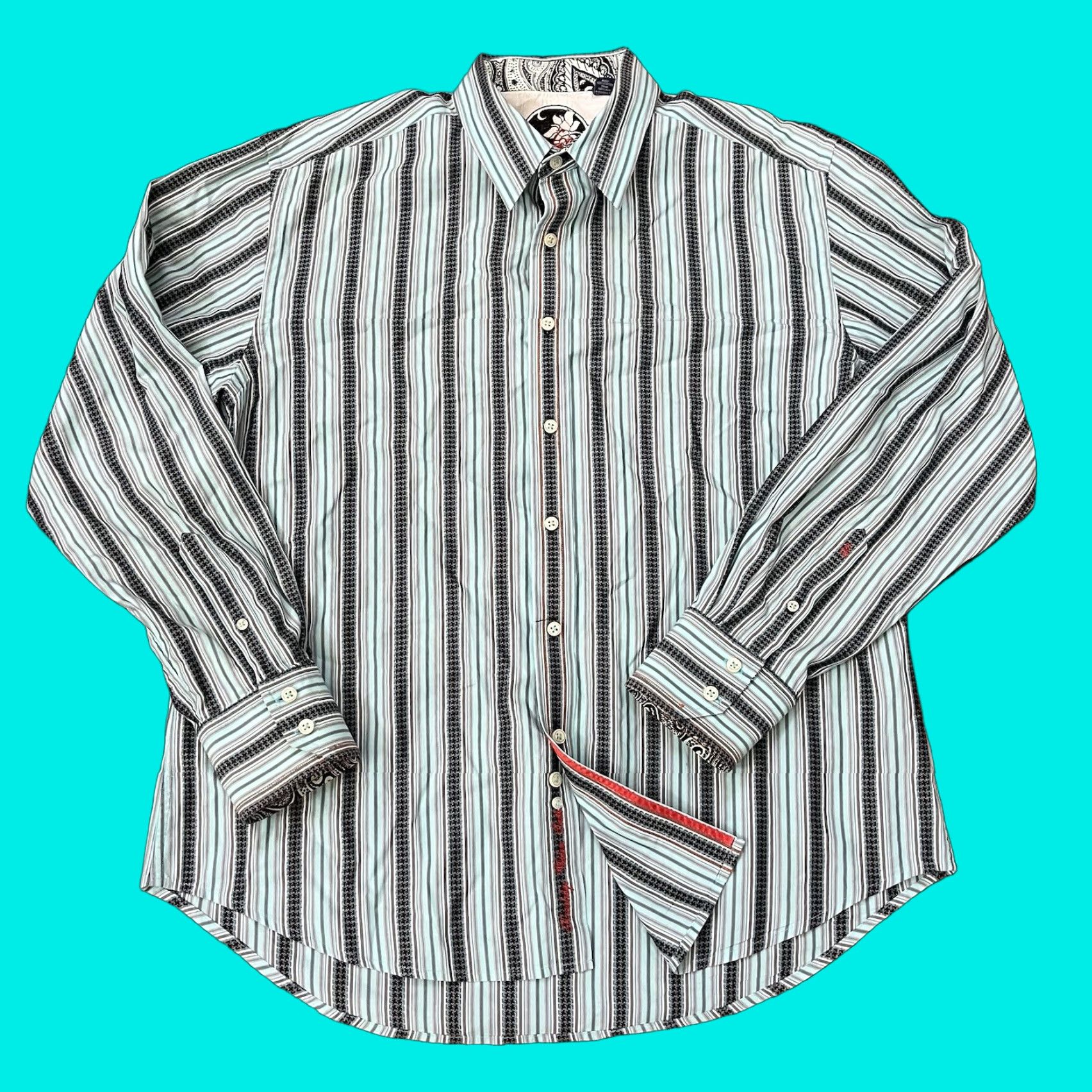 Robert Graham Robert Graham Shirt Button-Up Long Sleeve Mens XL Blue Size US XL / EU 56 / 4 - 1 Thumbnail