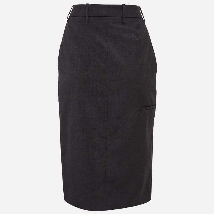 Prada PRADA Dark Grey Wool Pencil Skirt Size EU 44 Size 30" / US 8 / IT 44 - 2 Thumbnail