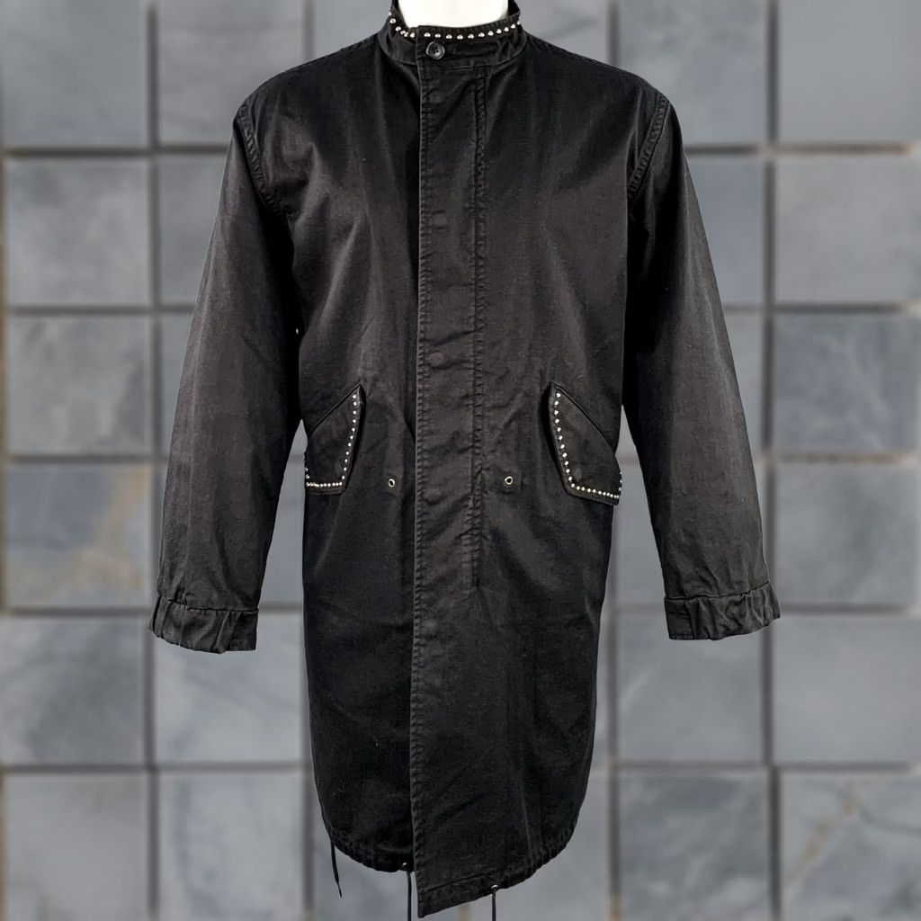 Yves Saint Laurent Saint Laurent Size 40 Black Studded Cotton Coat Size US XXS / EU 40 - 1 Thumbnail