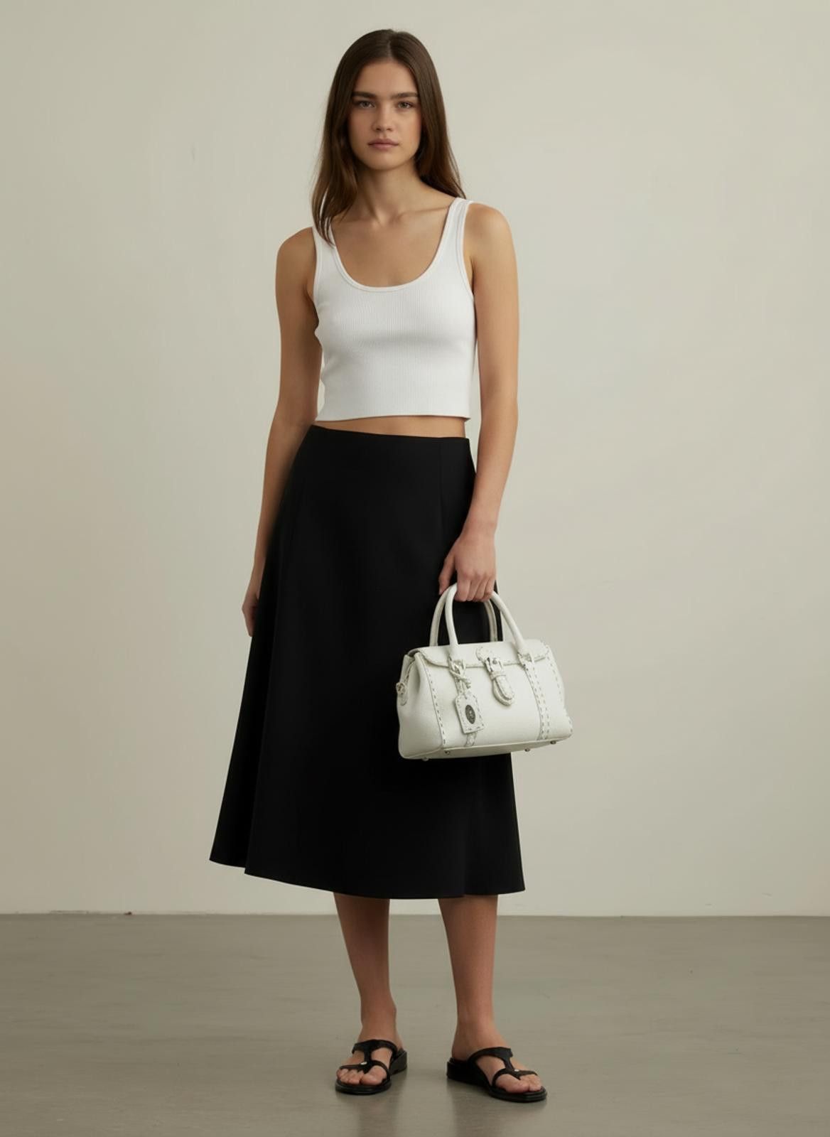 Fendi Fendi - White Leather Selleria Satchel Bag Size ONE SIZE - 1 Thumbnail