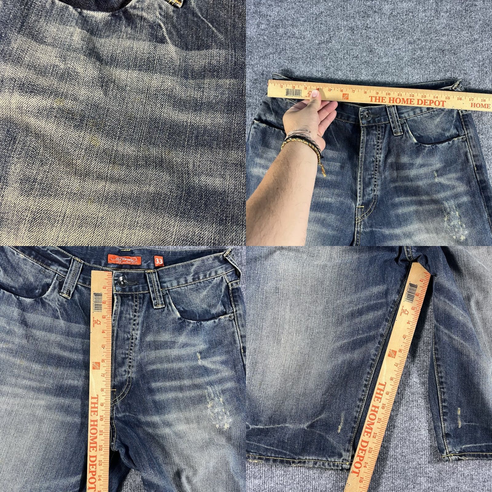 Ed Hardy VINTAGE Ed Hardy Denim Shorts 33 Blue Wide Leg Relaxed Grunge Mens Size US 33 - 8 Thumbnail