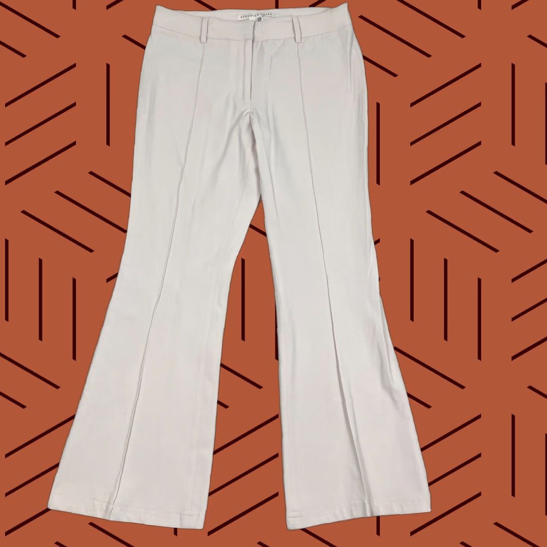 Veronica Beard VERONICA BEARD Pants Women Sz 8 W31 L29 Pink Seamed Front Wide Flare Career Work Size 30" / US 8 / IT 44 - 1 Thumbnail