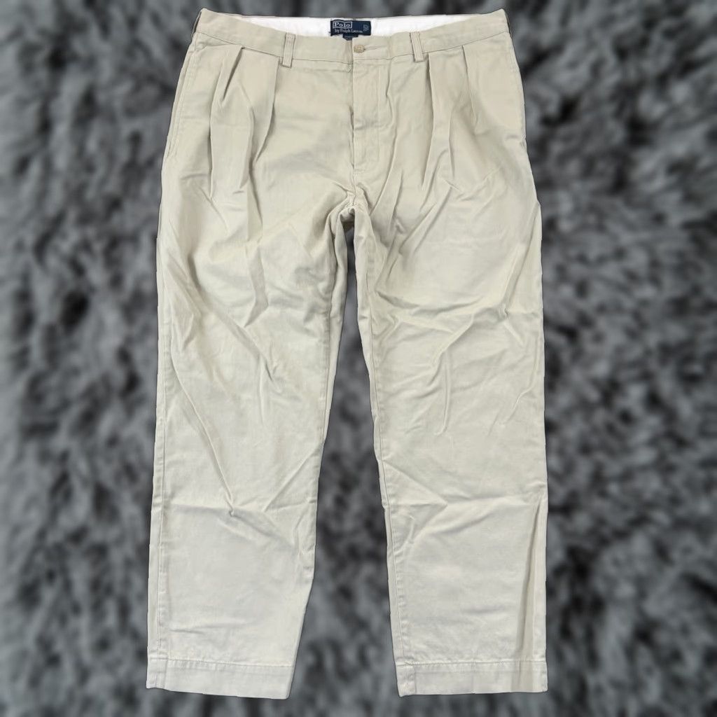 Polo Ralph Lauren VINTAGE Polo Ralph Lauren Andrew Pants Mens 40x30 Beige Chino Dress Preppy Casual Shirt? Size US L / EU 52-54 / 3 - 1 Thumbnail